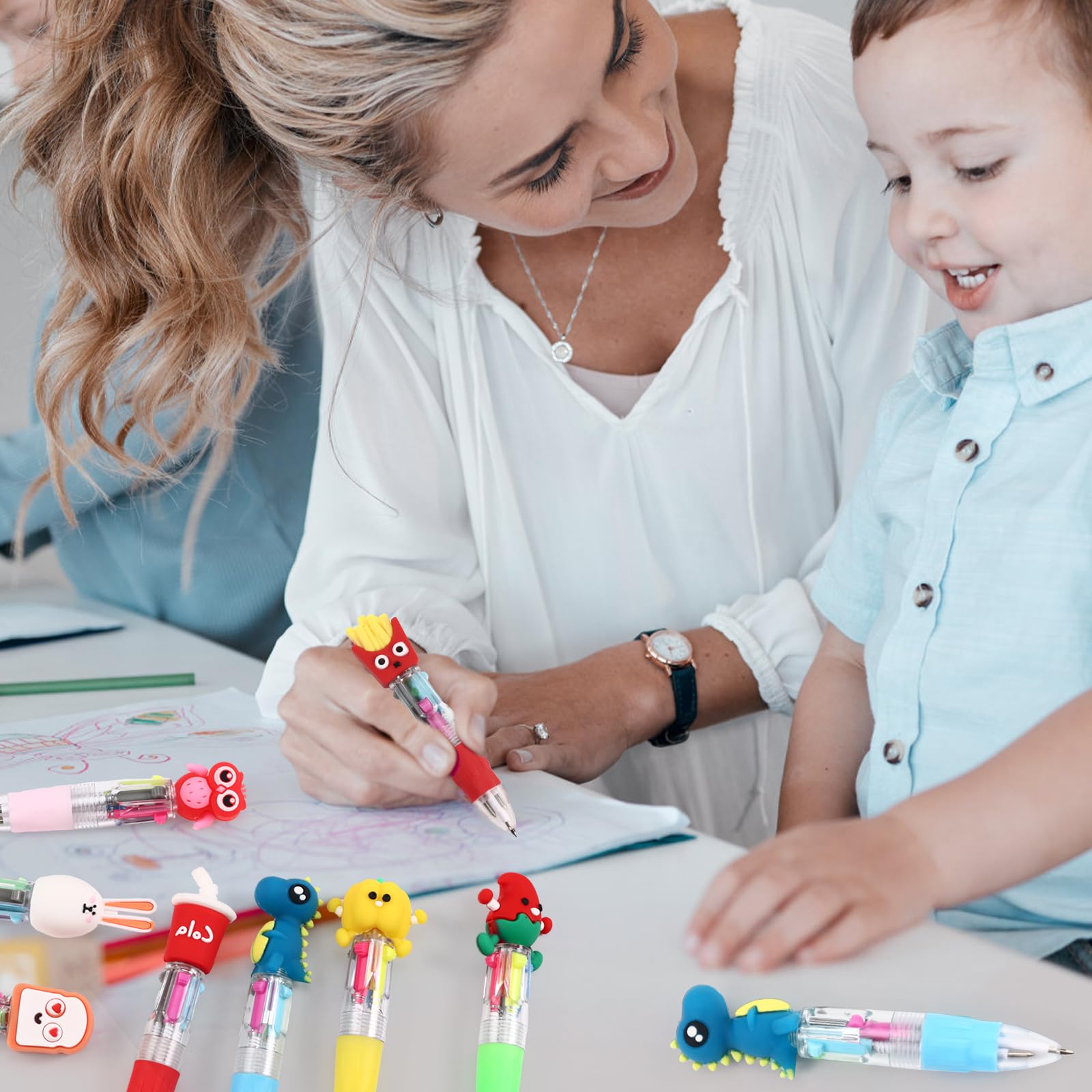 20Pcs Mini Multicolor Pens in One 4-in-1 Cute Pens Bulk for Kids, Fun Kawaii Ballpoint Pen for Birthdays and Children's Party Favors Gifts, Teacher School Supplies