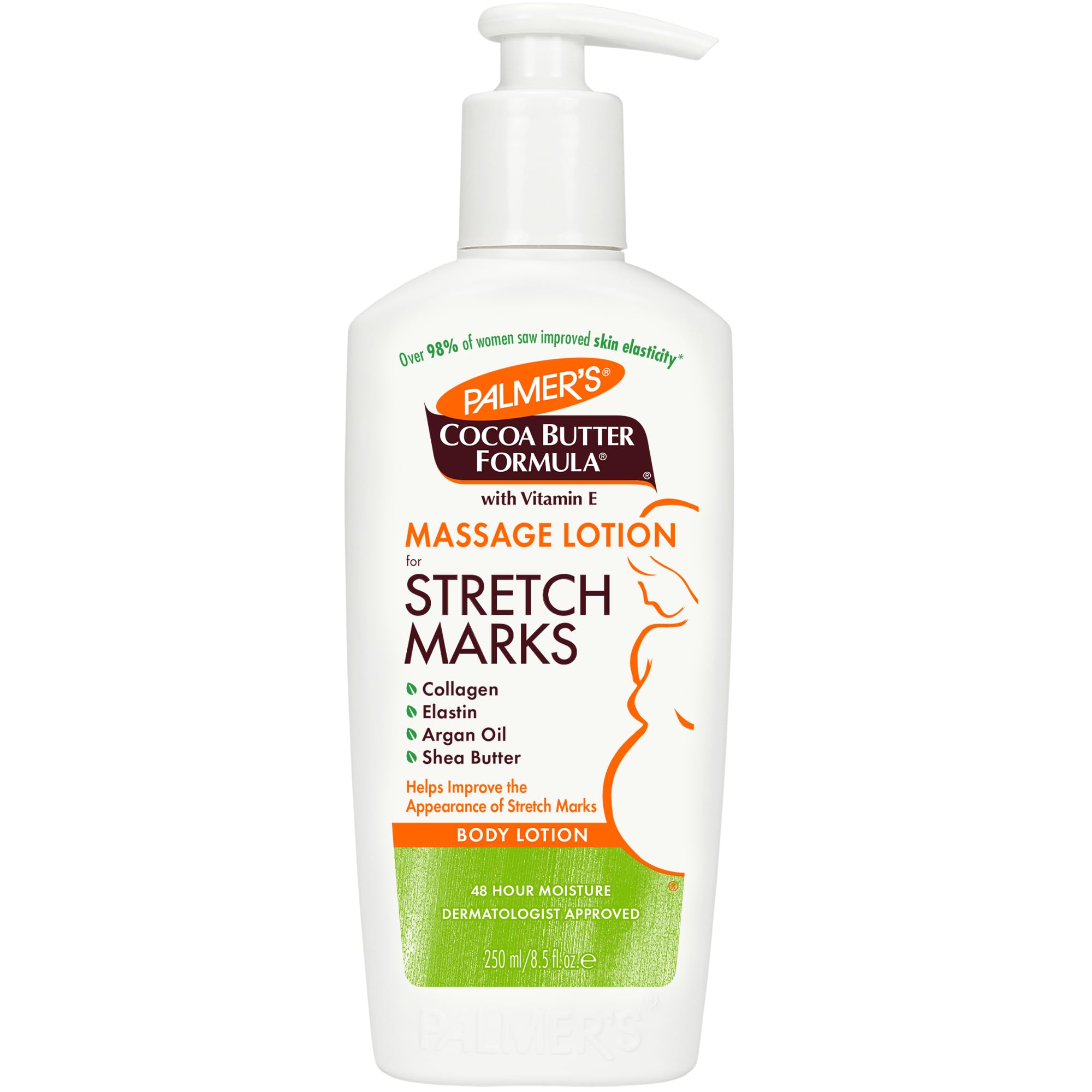 Palmer's Cocoa Butter Formula Massage Lotion For Stretch Marks, Pregnancy Skin Care, Belly Cream with Collagen, Elastin, Argan OIl and Shea Butter, 8.5 Ounces