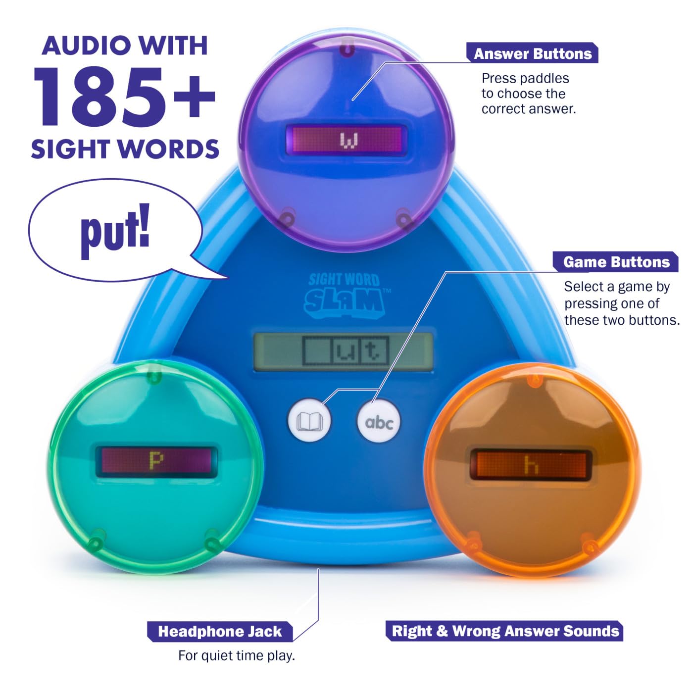 Educational Insights Sight Word Slam - Kindergarten Learning Activities, Electronic Sight Word Games, Flash Cards for Kids, Classroom Toys & Resources, Learn to Read CVC Words, Gifts for Kids Ages 5+