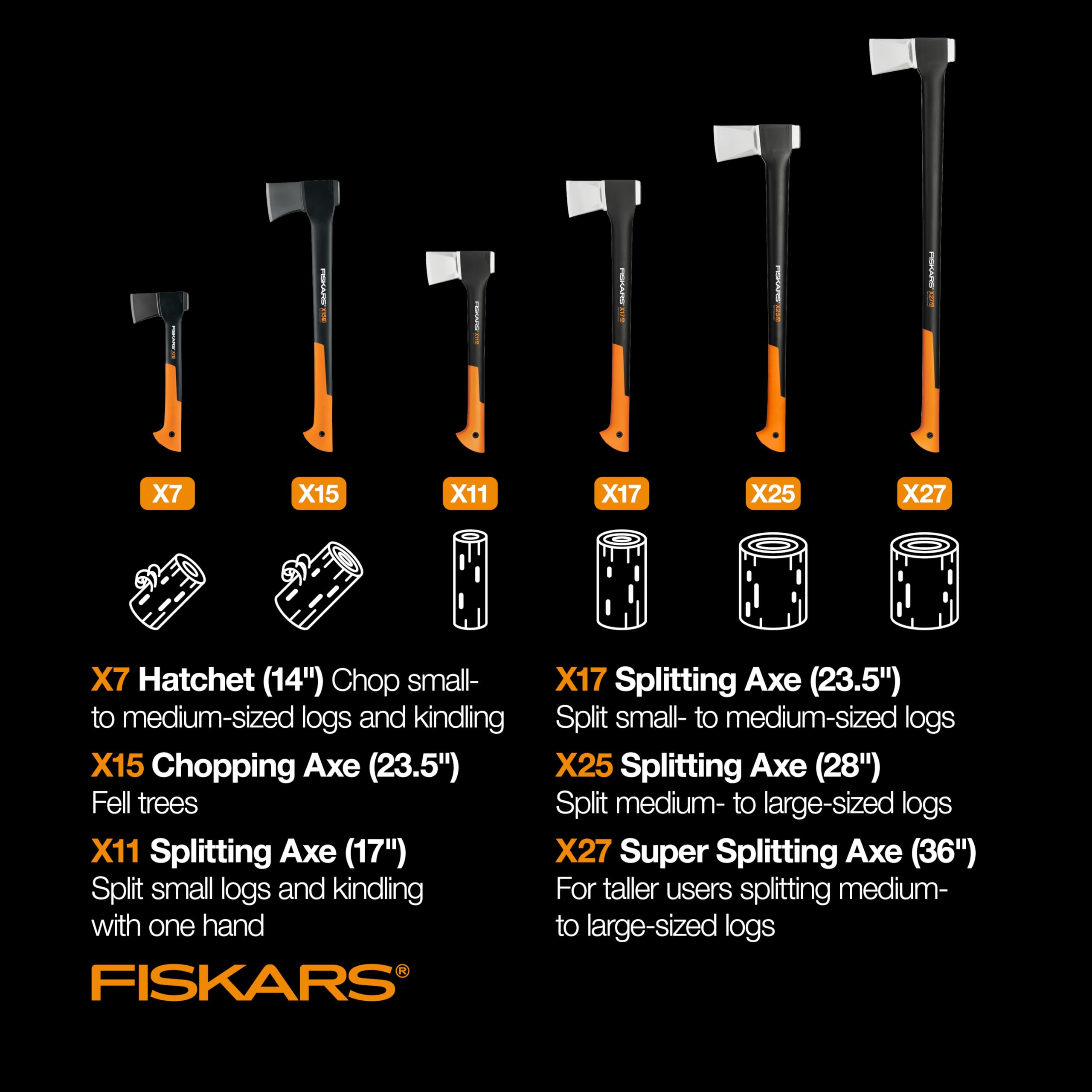 Fiskars X7 Hatchet Lightweight Wood Splitter for Small to Medium Size Kindling with Proprietary Blade and Shock-Absorbing FiberComp Handle, Lawn and Garden Tool, 14 inch, 1.5 pounds