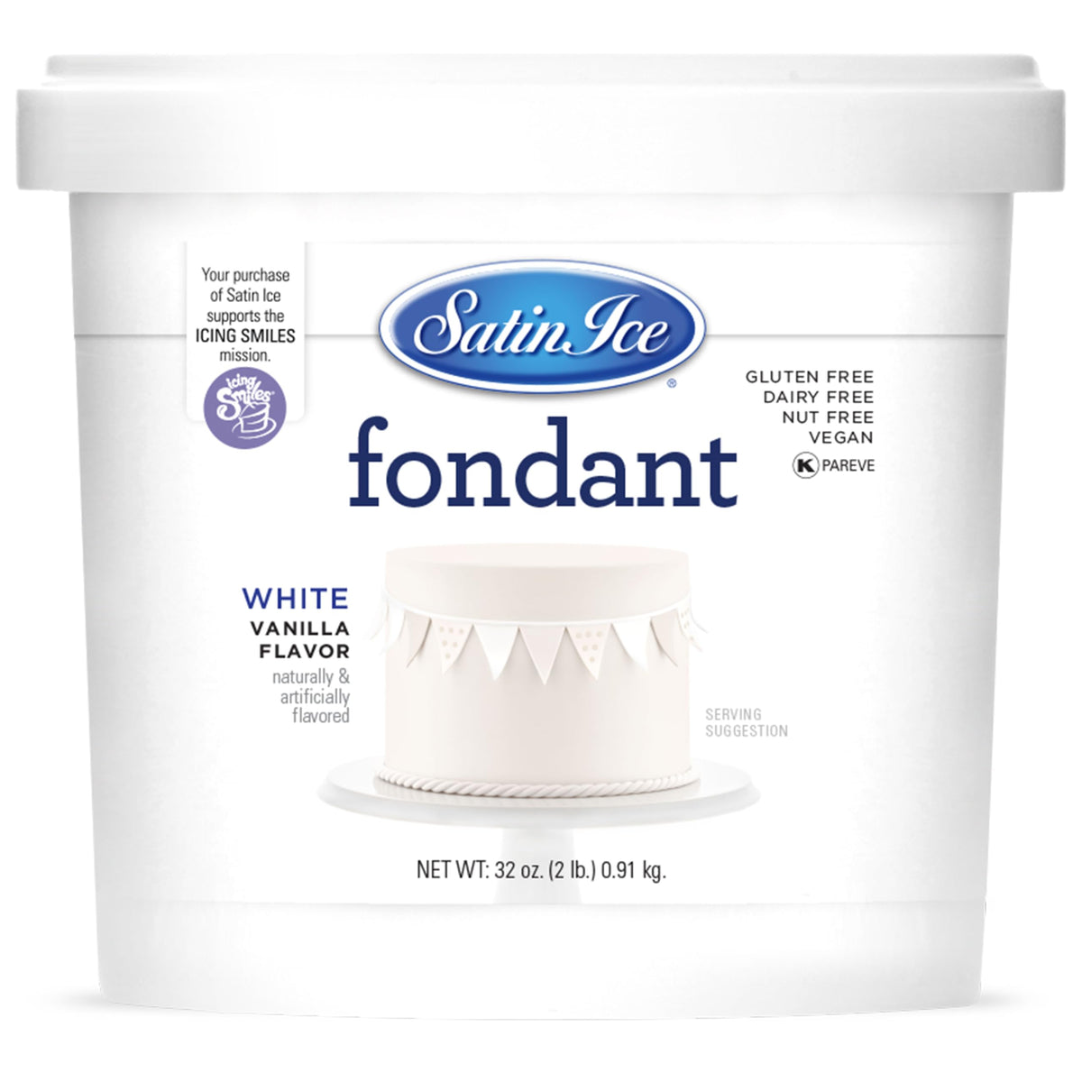Satin Ice weißer Fondant, Vanille, 907 g