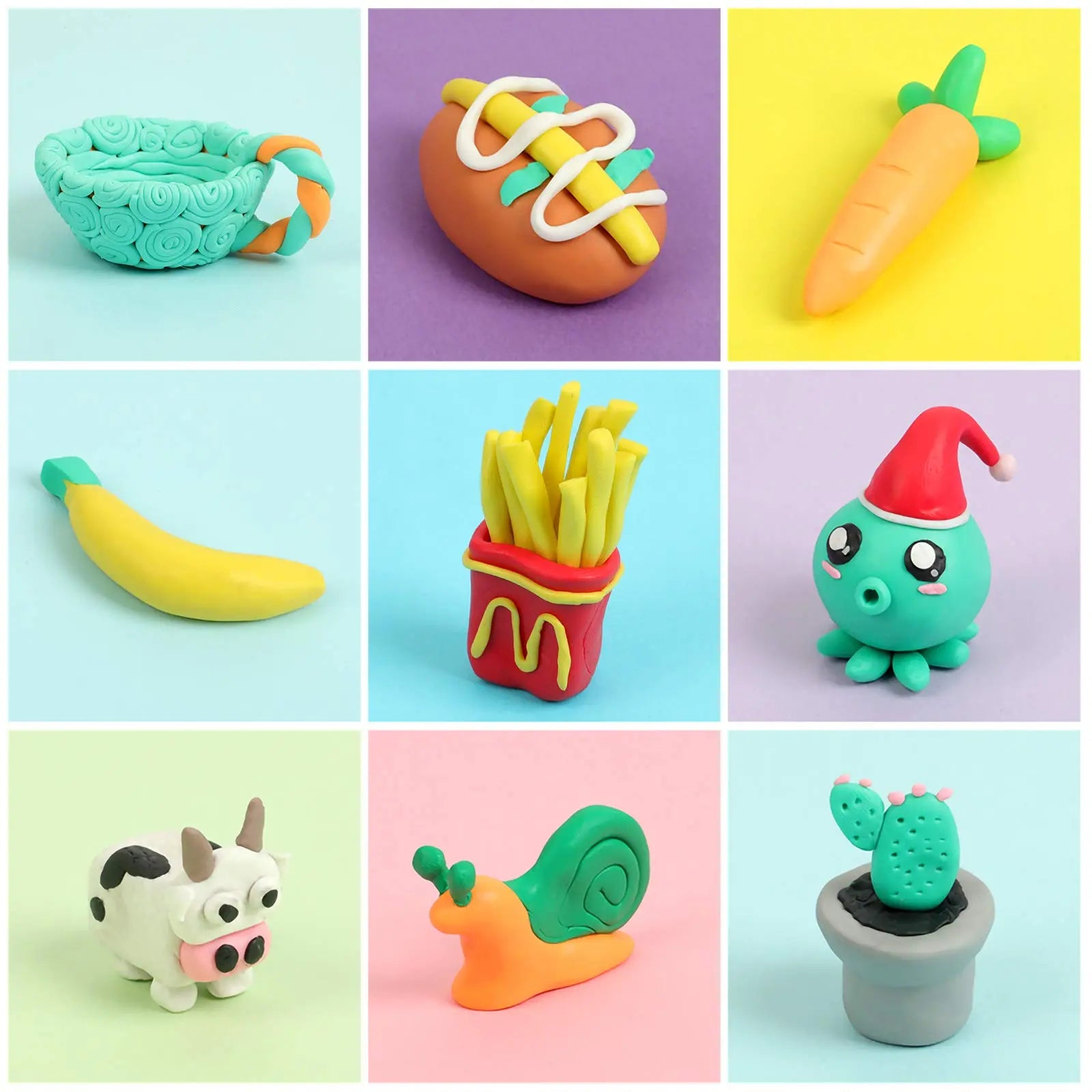 Polymer Clay 50 Colors, Modeling Clay for Kids DIY Starter Kits, Oven Baked Model Clay, Non-Sticky Molding Clay with Sculpting Tools, Gift for Children and Artists (50 Colors A)
