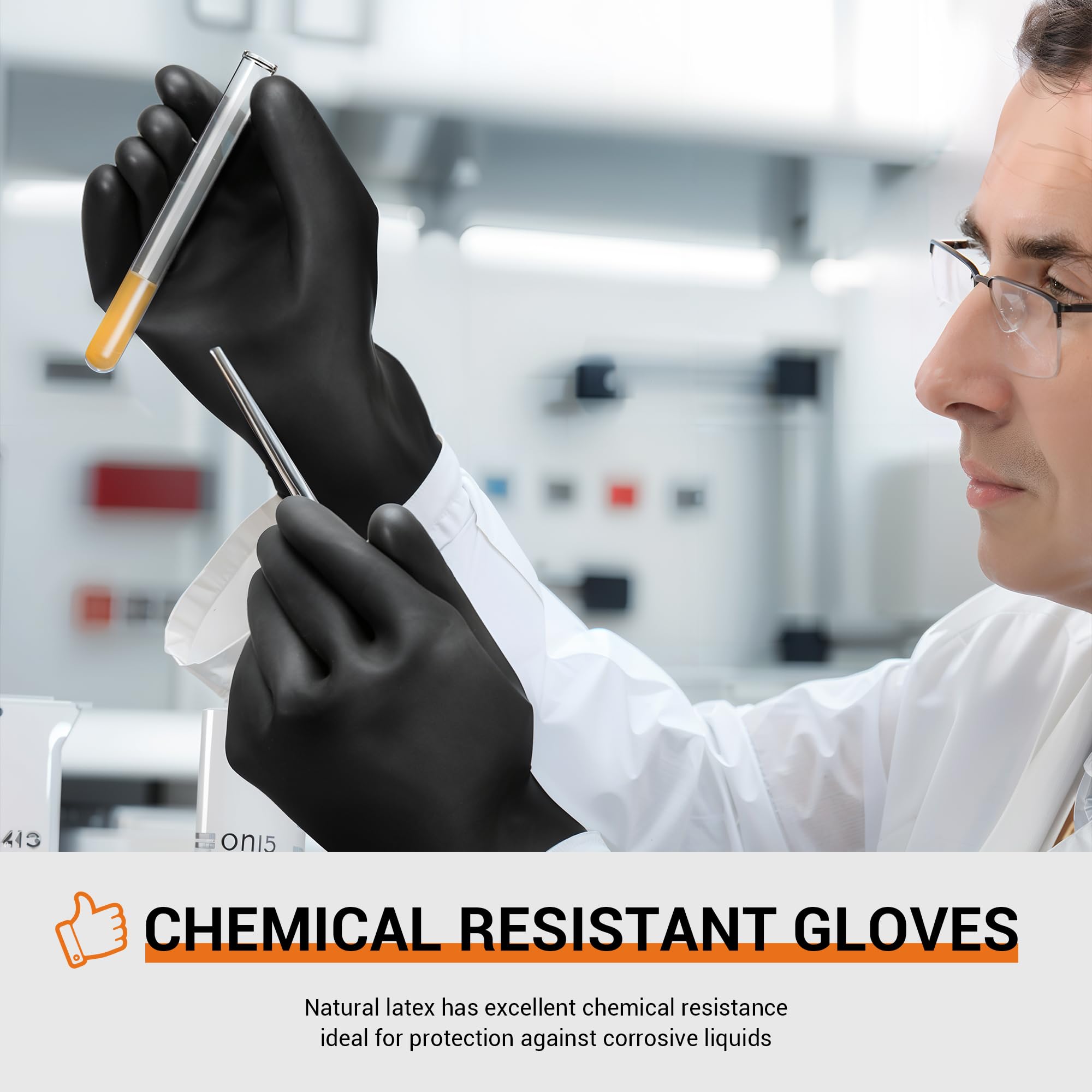 ThxToms Chemical Resistant Gloves,Long Heavy Duty Gloves,Puncture Resistant, Resist Acid,Oil,Alkali, Waterproof for Industrial Cleaning,Gardening,22", 1 Pair