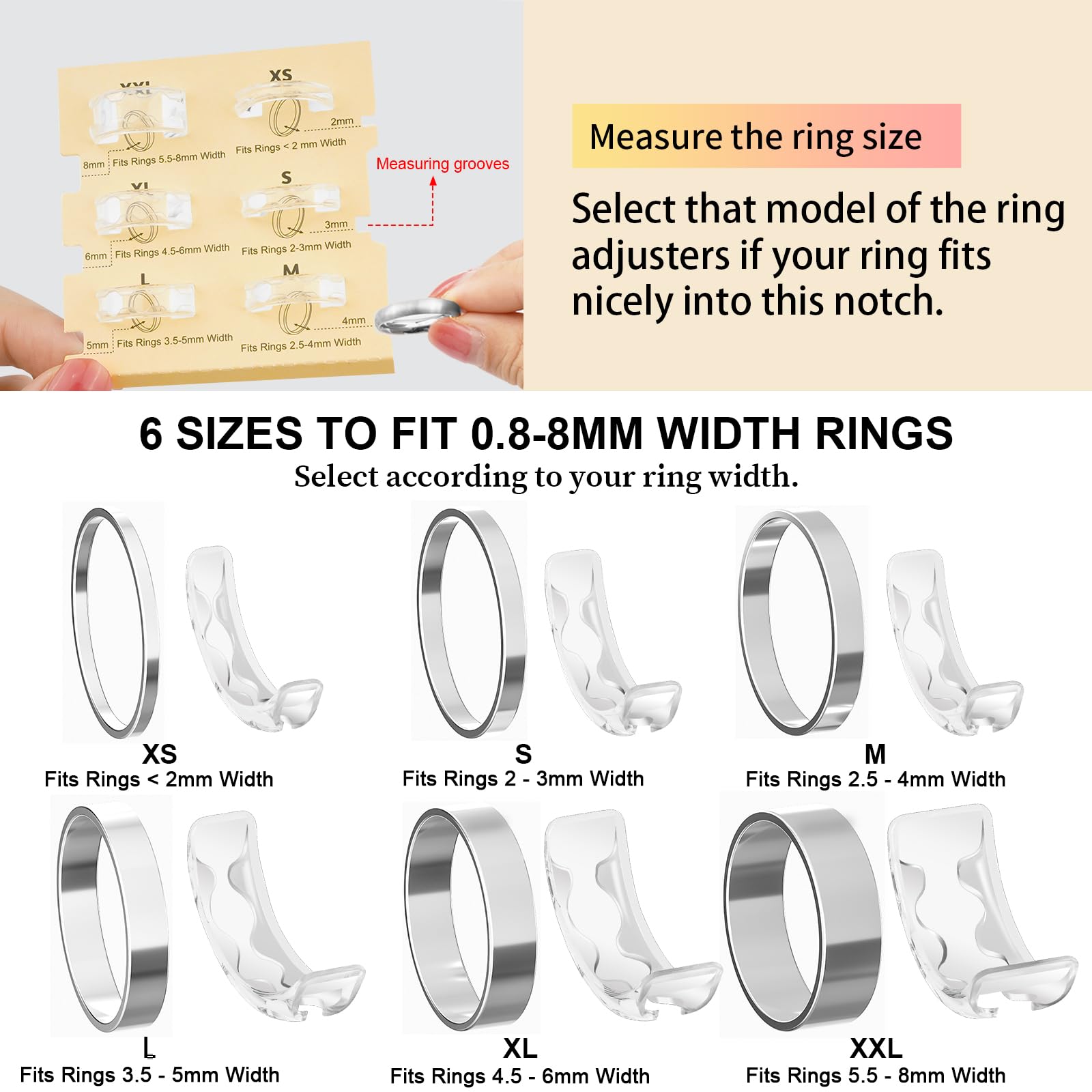 Ring Sizers for Loose Rings Ring Guards for Loose Rings Fit Any Rings, Invisible Ring Size Adjuster Never Sliding Off and Spinning