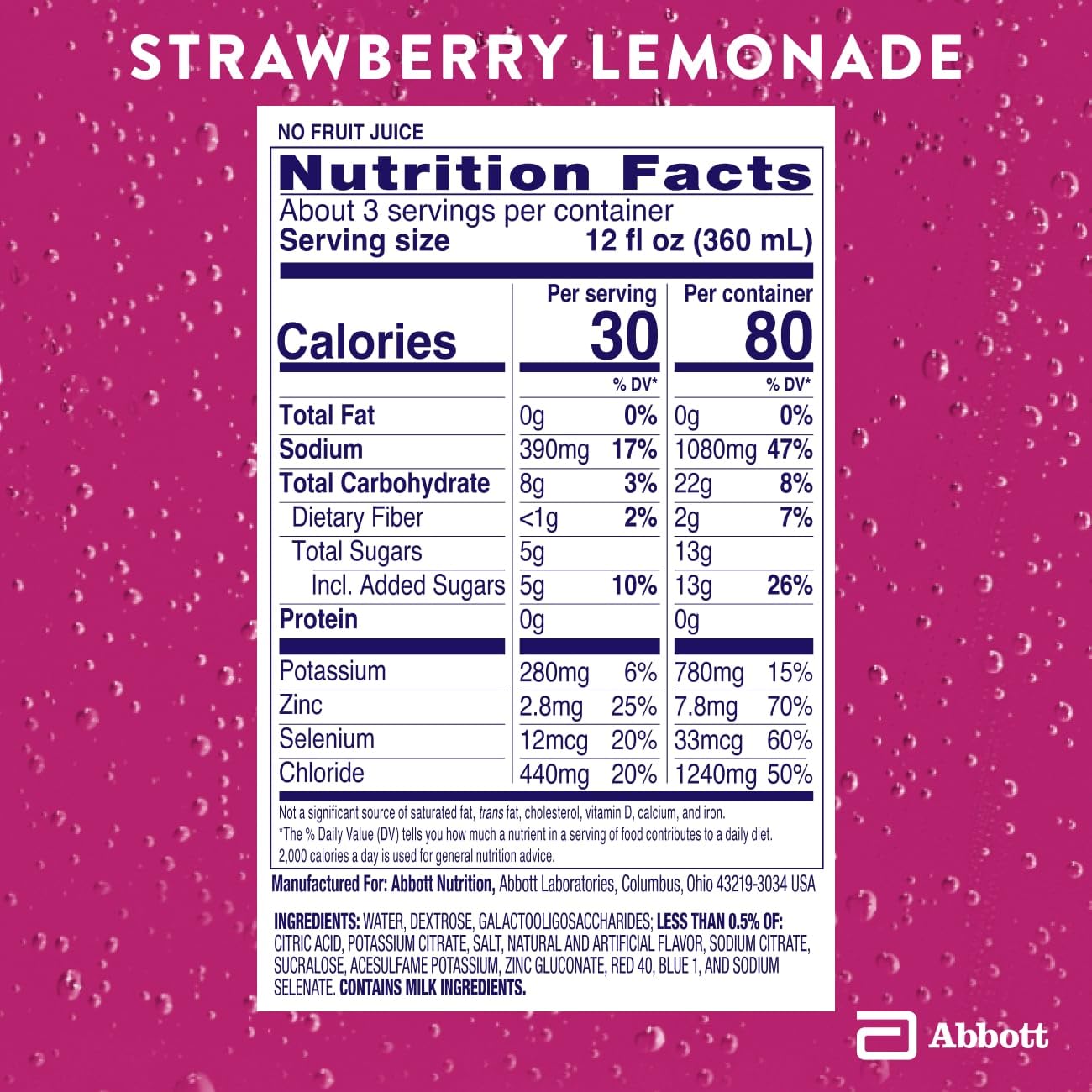 Pedialyte AdvancedCare Electrolyte Solution Has PreActivPrebiotics | Hydration Drink | Strawberry Lemonade, 1 Liter, Pack of 4