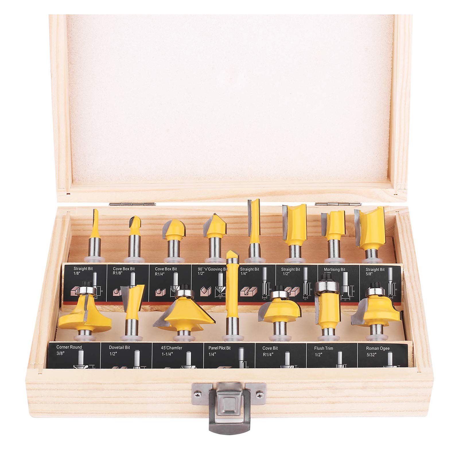 KOWOOD Oberfräser-Set 15-teilig 1/4 Zoll Holzbearbeitungswerkzeuge für Anfänger