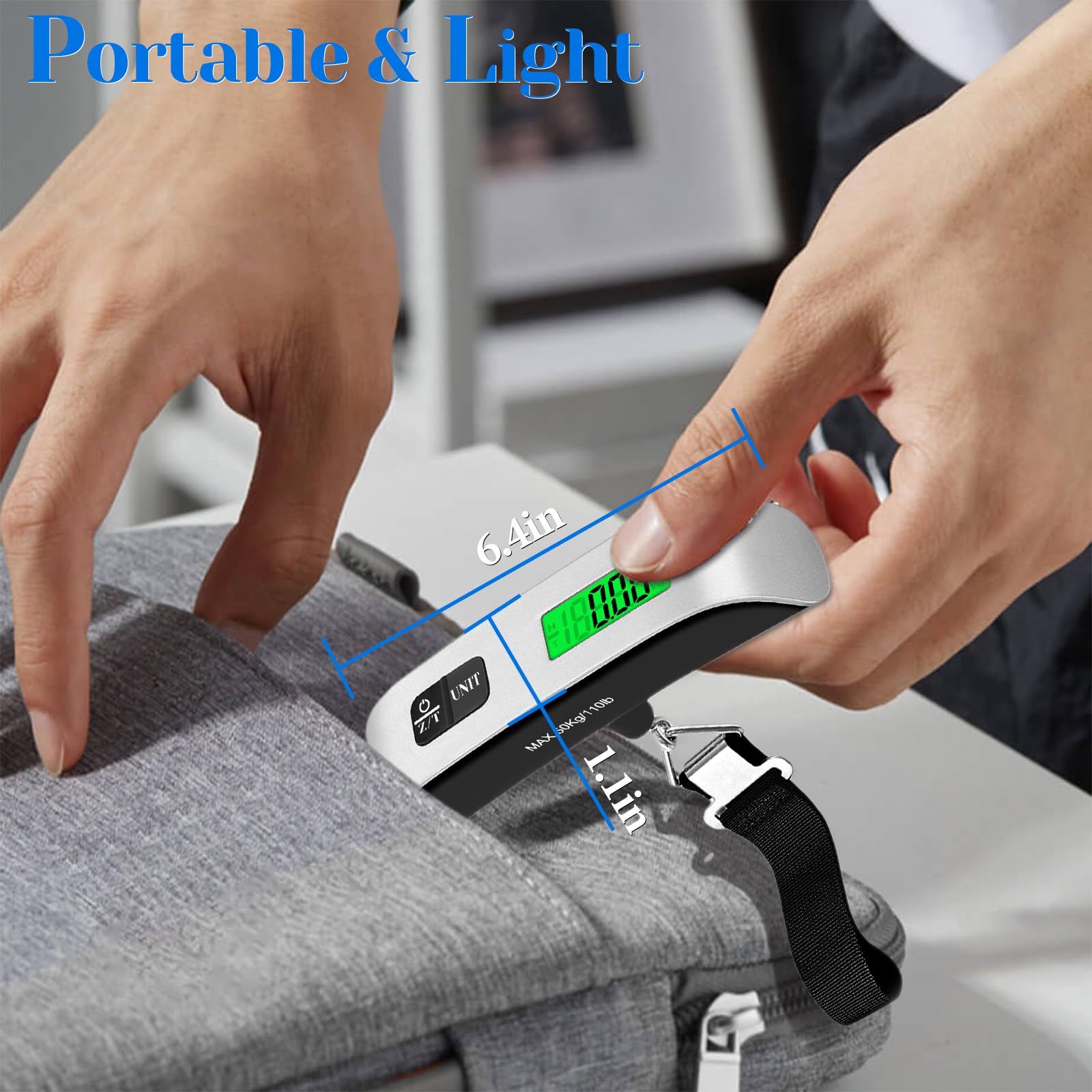 Luggage Scale, 110lb Luggage Weight Scale with 4 Unit Switching Functions&LED Display, Luggage Scale Travel Digital for Weighing Luggage, Backpacks, Packages and Markets