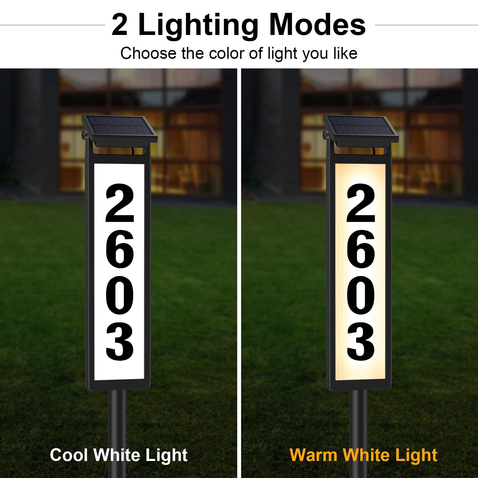Solar Address Sign, House Numbers for Outside, Lighted Address Plaque Outdoor Waterproof, Illuminated LED Address Numbers for Yard Home