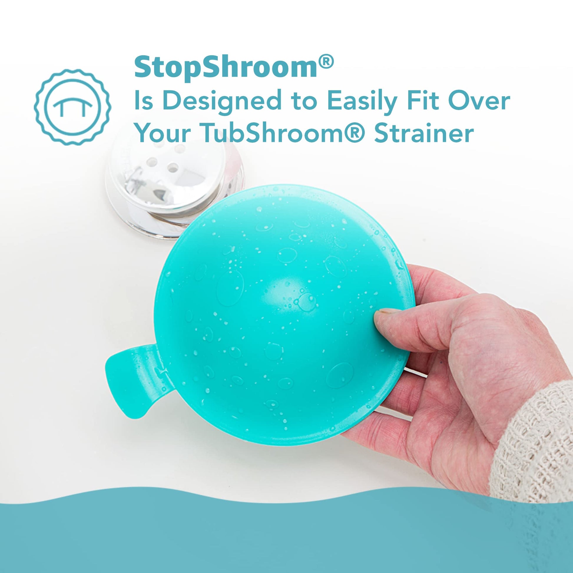 StopShroom STBLU232 Universal Stopper Plug Cover for Bathtub, Bathroom and Kitchen Drains, Aqua
