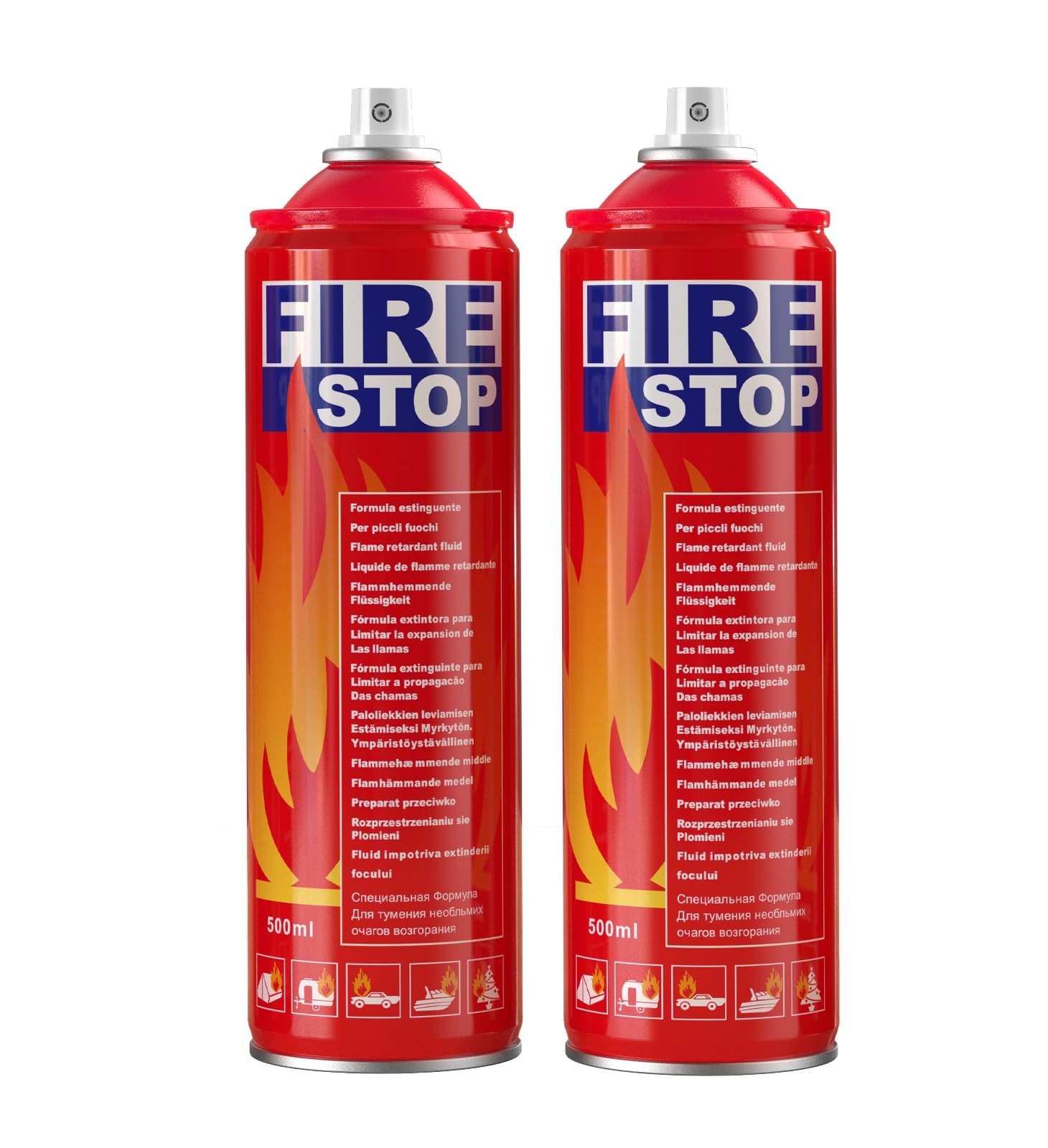 AmzBoom Feuerlöscher 2er-Pack mit Halterung für Zuhause, Küche, Auto, Grill – Tragbarer kleiner ABCK-Feuerlöscher – 8-in-1 – Verhindert Wiederentzündung.