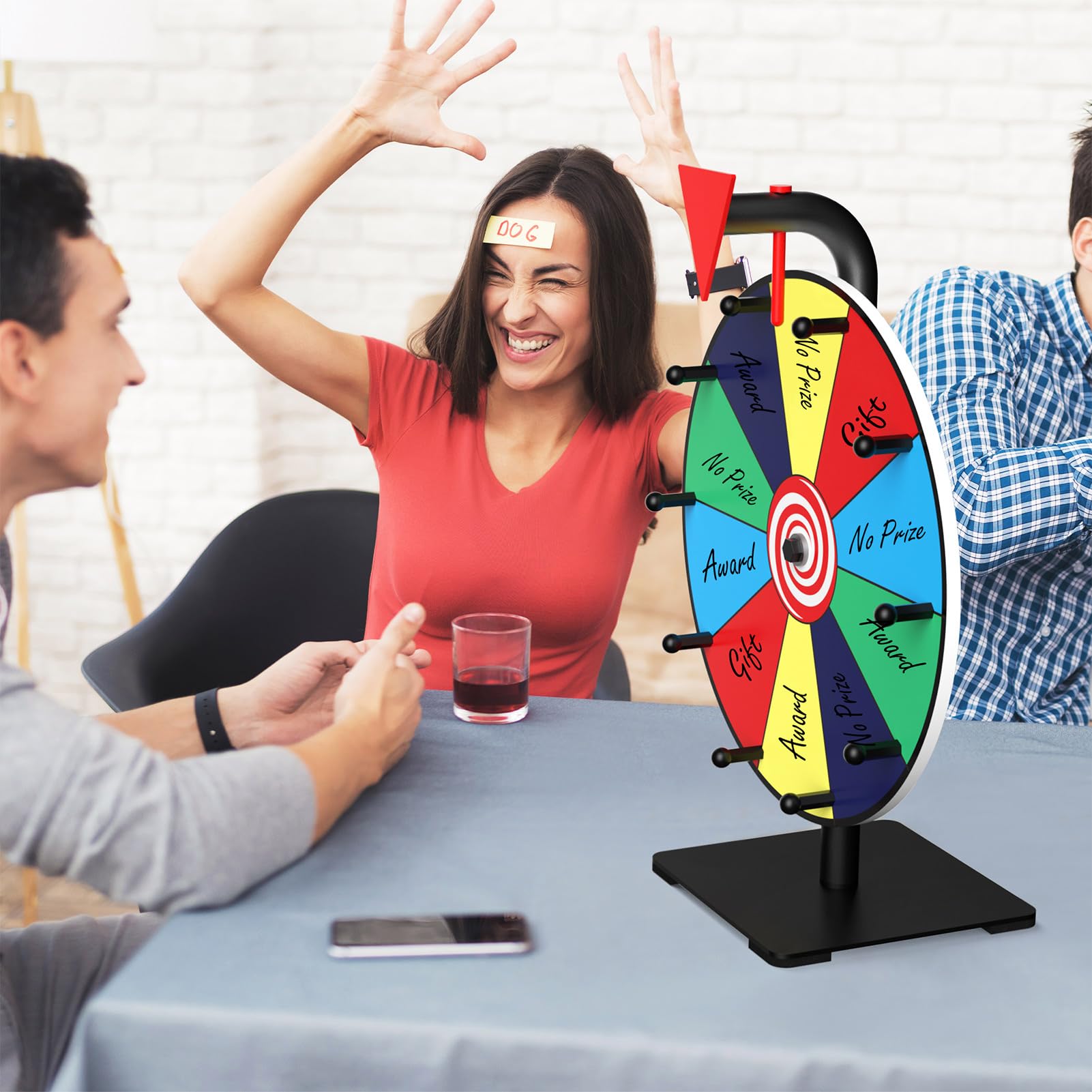 Prize Wheel, 12 Inch Spinning Wheel for Prizes, 10 Slots Color Prize Wheel Spinner with Stand, Table Spinning Wheel, Spin Wheel for Trade Shows, Carnivals, Spin The Wheel Game for Home Game