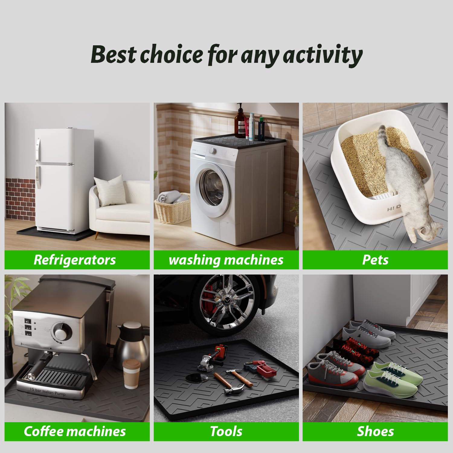 EWX Mini Fridge Silicone Mat 19.7"x19.7"x0.4" - Non-Slip, Spill-Proof, Drip Prevention | Ideal for Refrigerators, Washing Machines, Dryers, Wine Coolers, and Dishwashers