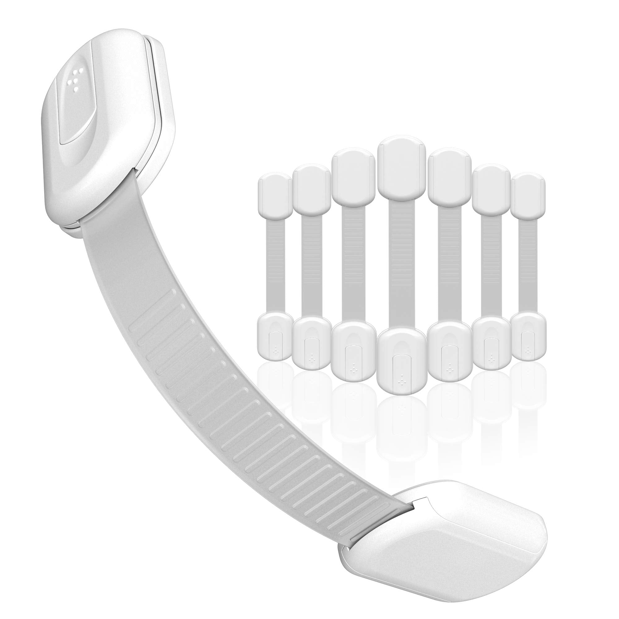 SKYLA HOMES Baby-Sicherungen (8er-Pack) Kindersicherung für Schränke – sichere, schnelle und einfache 3M Klebe-Schranktürschlösser, keine Schrauben und Magnete, vielseitig einsetzbar für Möbel, Küchen, Backöfen, Toilettensitze
