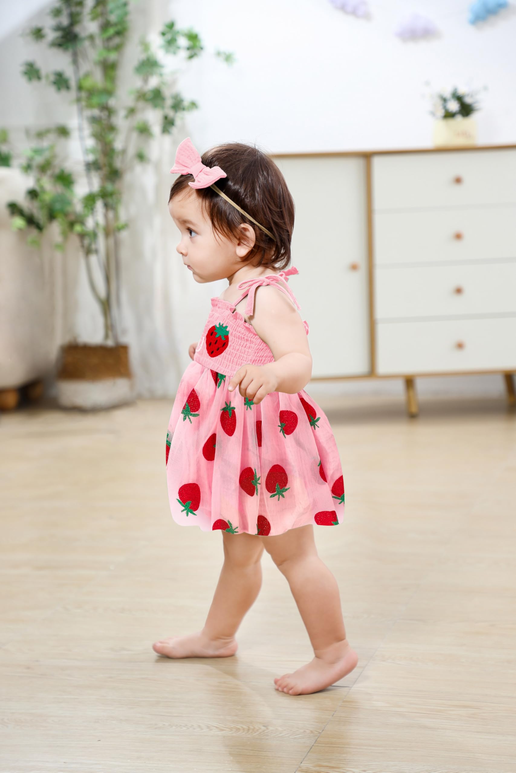 TITKKOP Baby Girl 1st Birthday Clothes One Year Old Tulle Romper Sleeveless Bodysuit Cake Smash Outfits(Pink4,12-18M)