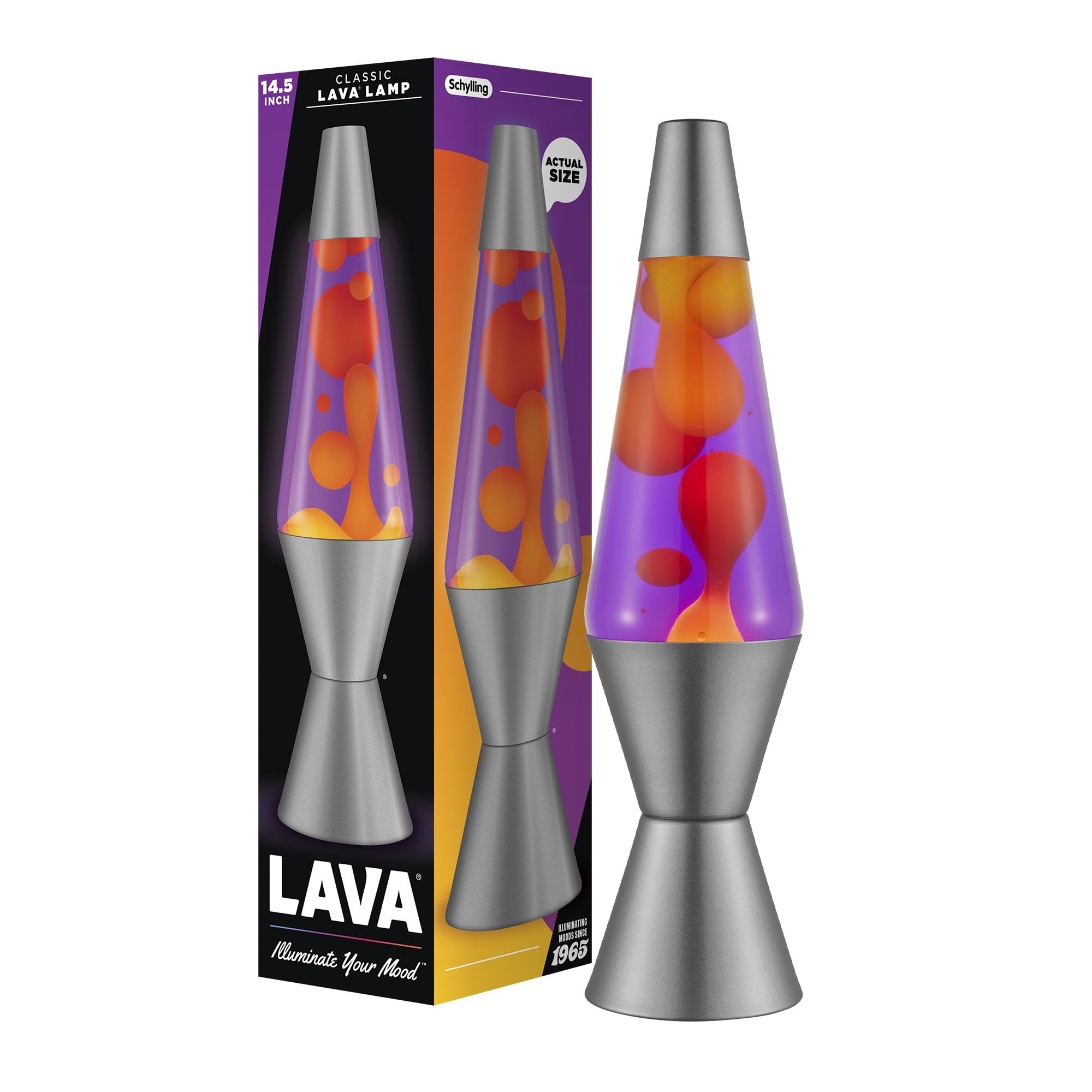 Lava-Lampe – 14.5" Purpurroter Sonnenuntergang – Die originale Bewegungslampe – Gelbes Wachs und violette Flüssigkeit – Artikel #2635 (Exklusiv bei Amazon)