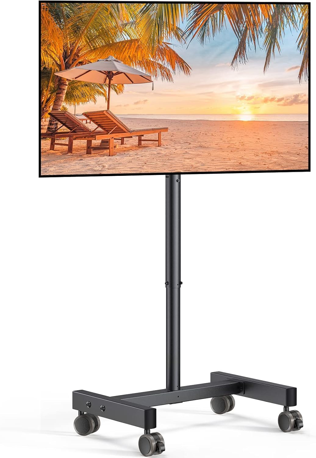 Perlegear Mobile TV Cart, Rolling TV Stand for 13-50 inch TVs with 30 degrees Tilt Universal TV Cart for LED/LCD/OLED TV Height Adjustable Floor TV Stand Holds 44lbs Portable Monitor Stand Max VESA 200x200mm