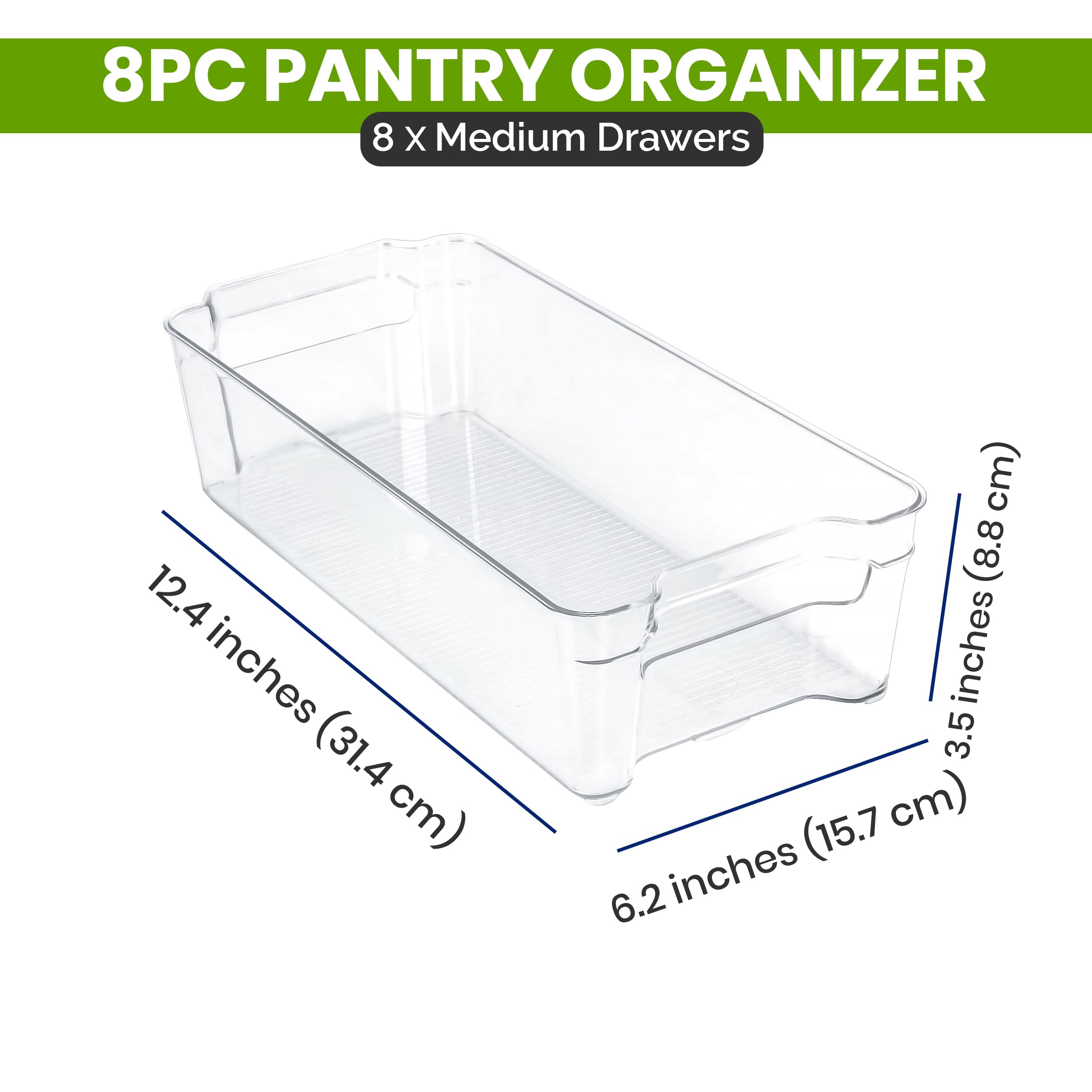 Utopia Home - Fridge Organizer Bins - Refrigerator Organizing Bins - Pantry Organizers & Storage - Stackable for Home & Kitchen Pantry Organization - Clear Plastic Containers (8 Pack)