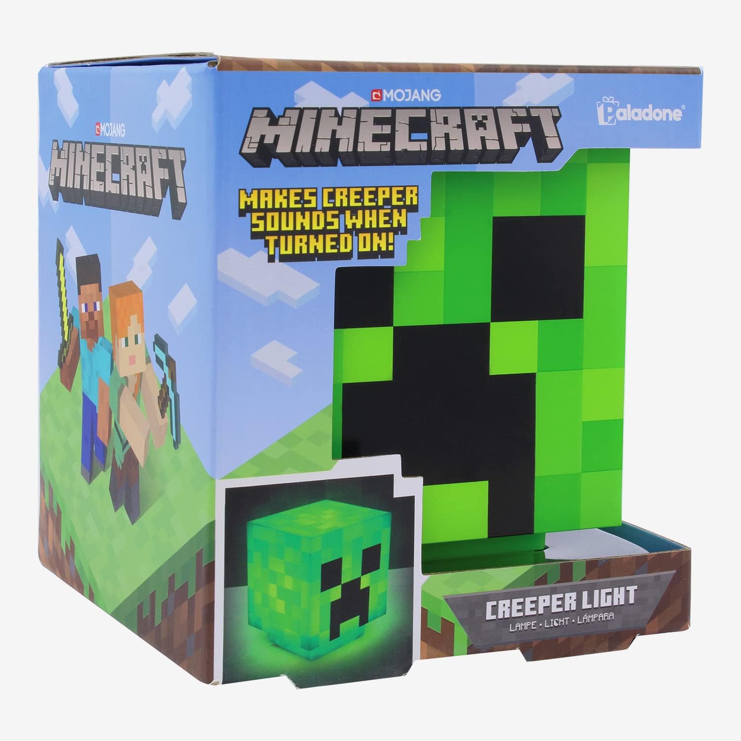 Paladone Minecraft Creeper Tischlampe mit offiziellen Creeper Sounds, Handheld Nachtlicht für Kinderzimmer oder Gamer Deko – Lizenzierte Minecraft Geschenke