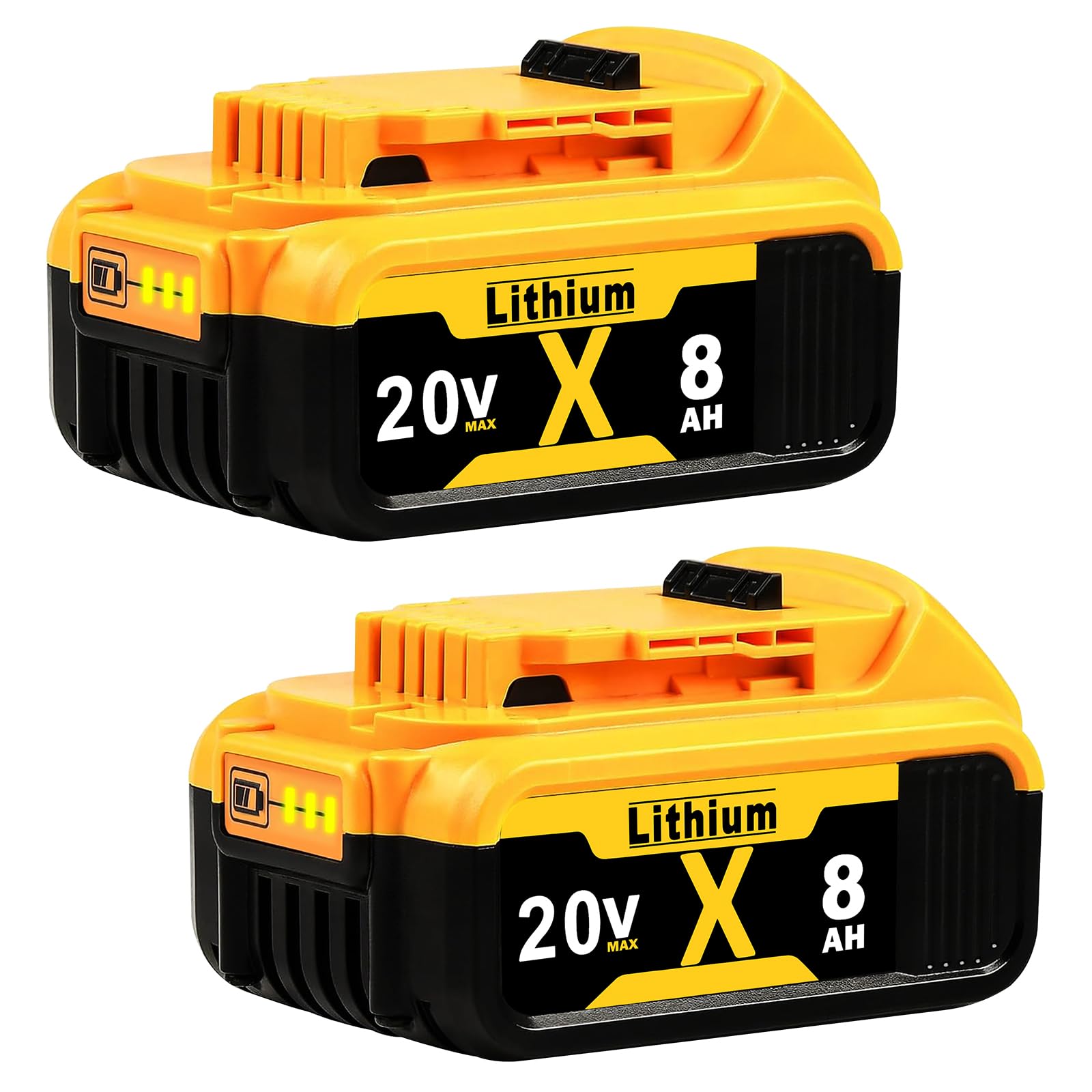 ANTOOLOCKER Ersatz für Dewalt 20V Max Akku: 8.0Ah Lithium-Akkus Kompatibel mit Dewalt Akku DCB208 DCB200 DCB206 DCB205 DCB204 DCB203 DCB180 Akku-Elektrowerkzeuge, 2er-Pack