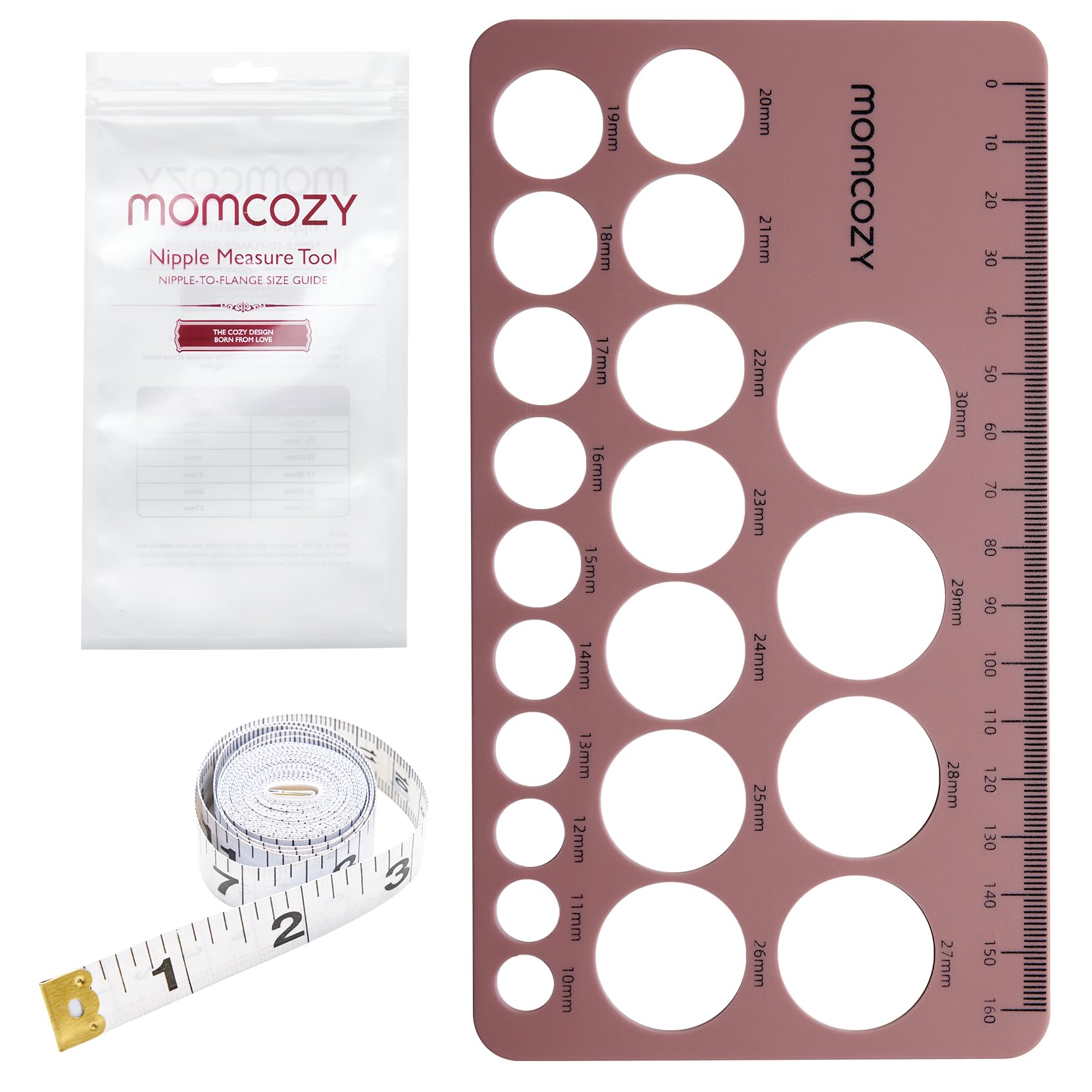 Momcozy Nipple Ruler for Flange Sizing, Soft & Flexible Silicone Measurement Tool for Breast Pump Sizing, Compatible with Momcozy, Medela, Spectra, Lansinoh, Easy to Use for Comfortable Pumping