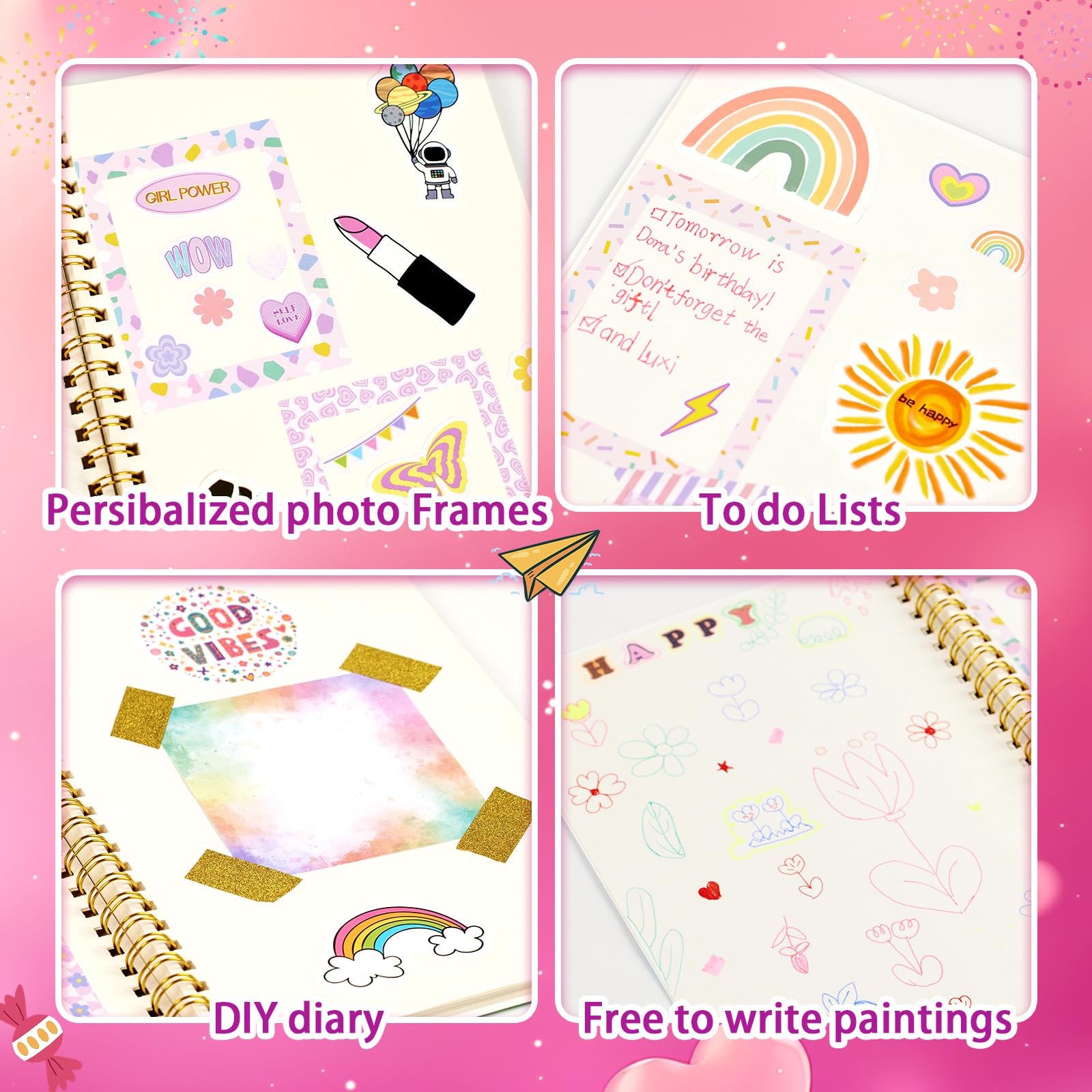 OIHEW 2 PC DIY Journal Kit for Girls Age 8-14, DIY Journal Set for Teen Girl,Christmas|Birthday Gift for 8 9 10 11 12 13 14 Year Old Girl Ideas, Stationery|Scrapbook|Diary Art Crafts Supplies Toy Set