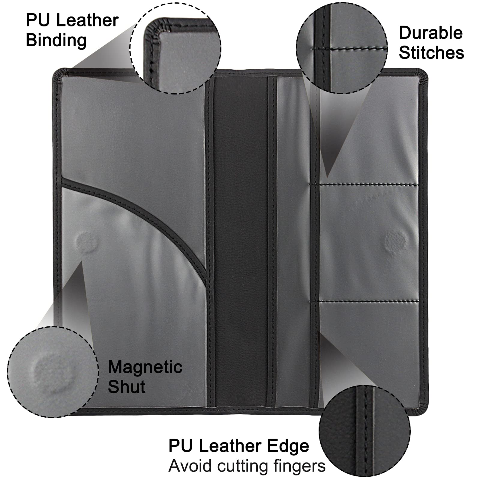 LumiMokki Premium Car Registration & Insurance Card Holder with Magnetic Shut, Vehicle Glove Box Car Organizer - For Documents, Cards, License (Black)