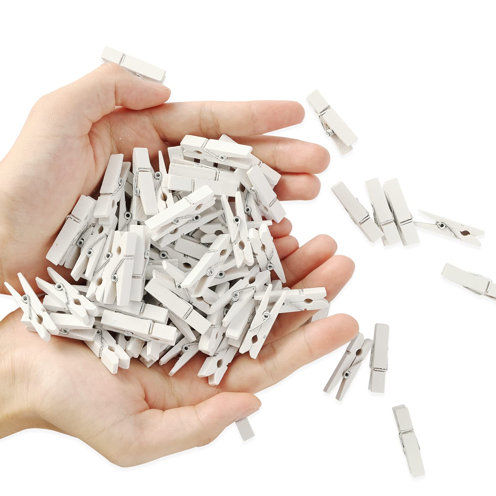 Mini Photo Clips, 128 Pcs, 1.4 Inch Small Wooden Clothespins for Baby Cloth, Pictures