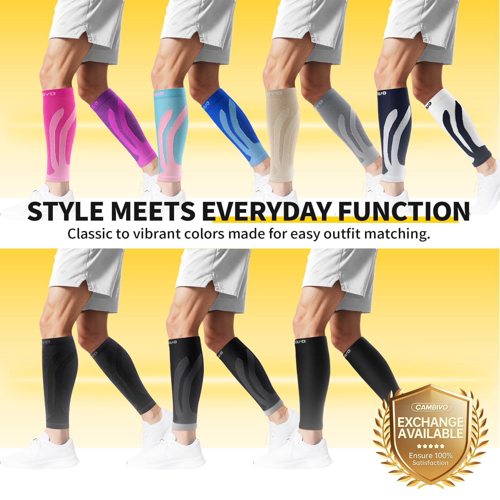 Cambivo 3 Pairs Calf Compression Sleeve for Women and Men,Leg Brace for Running, Cycling, Shin Splint Support for Working out(Black, Large-X-Large)