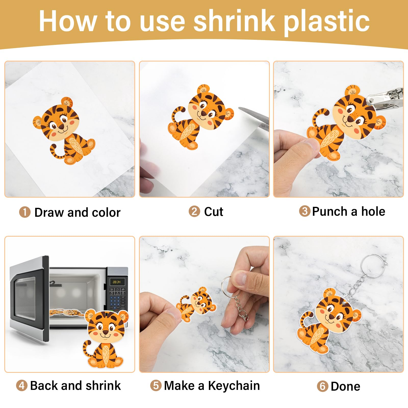 161 Pcs Shrink Paper Keychain Kit,with 30 Pcs Shrinky Plastic Sheets 7.9"x5.7",Hole Punch,Lobster Clasps,Jump Rings DIY Crafts for Adults and Teens