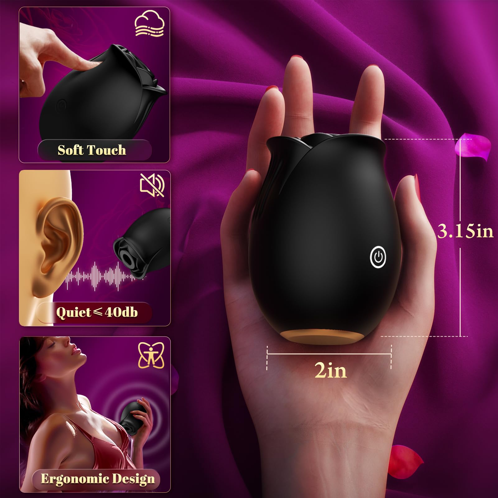 Rose Sex Toy Adult Toys - APP Control Rose Vibrator for Women Sex Toys with 9 Sucking & Vibrating Modes, G Spot Vibrator Adult Sex Toys, Womens Clitoral Nipple Sucker Vibrators for Woman Couples
