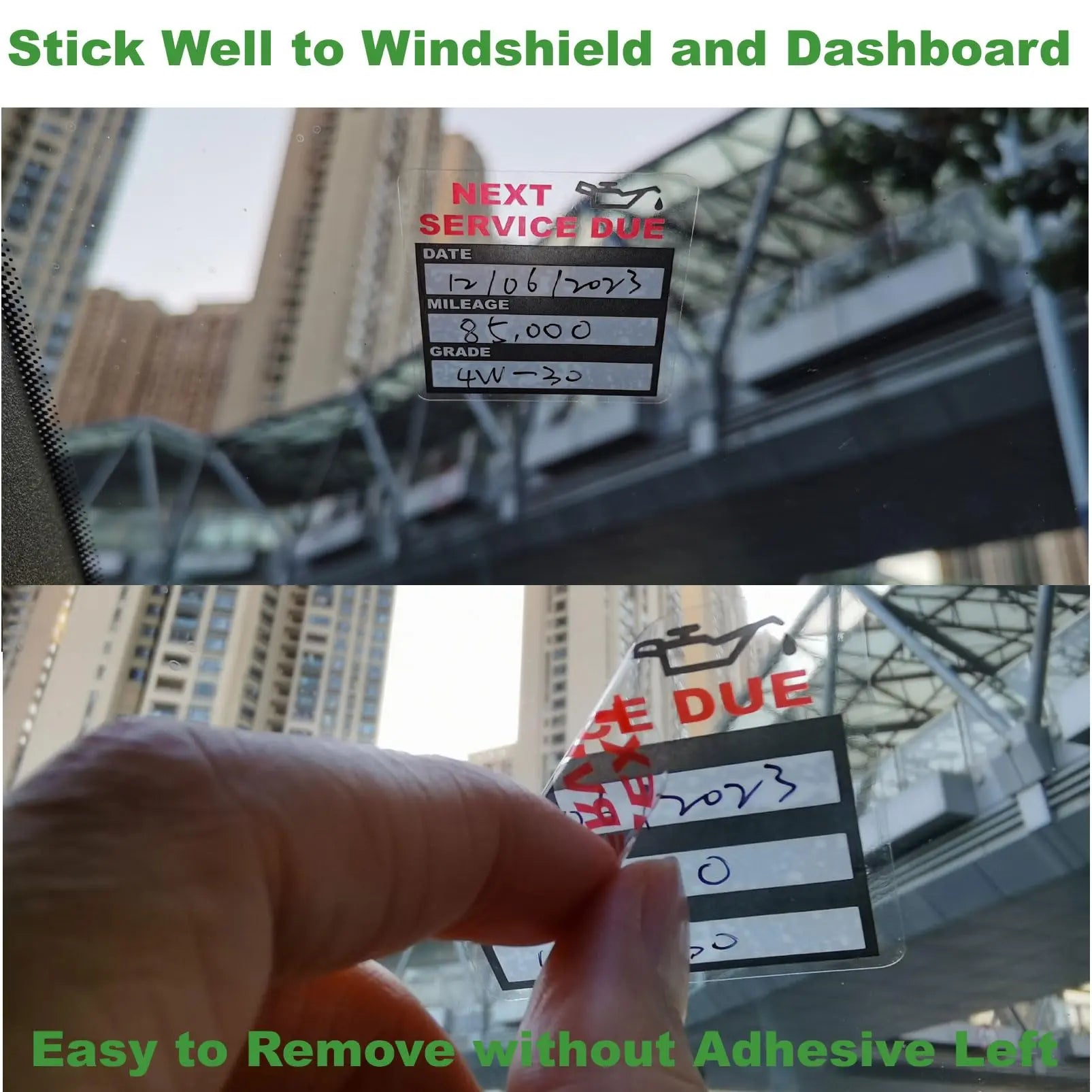 JINCH Oil Change Stickers Static Cling, 120pcs 2x2 Inches Oil Change Reminder Sticker for Windshield with No Residue, Clear Next Service Due Labels for Car Auto Vehicle Window