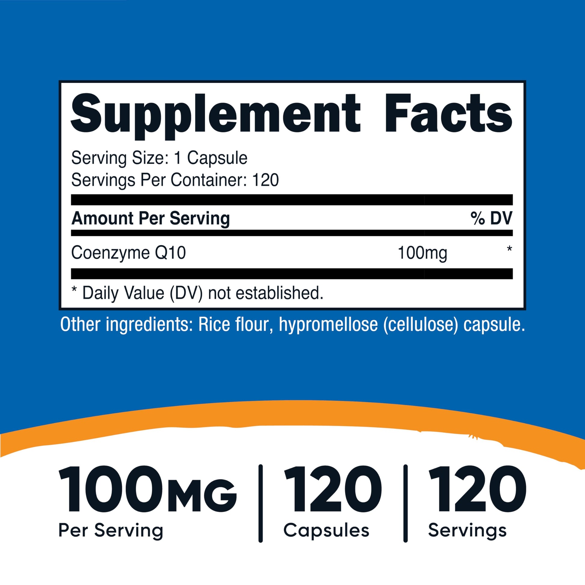 Nutricost CoQ10 100mg, 120 Vegetarian Capsules, 120 Servings - High Absorption, Vegetarian, Non-GMO, Coenzyme Q10