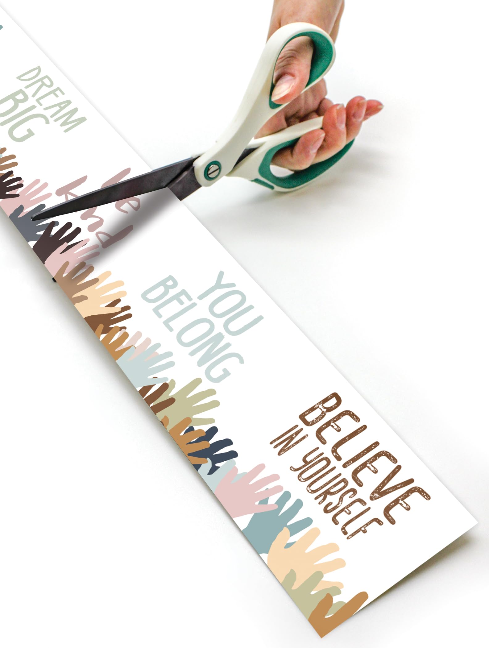 Teacher Created Resources Everyone is Welcome Helping Hands Straight Rolled Border Trim - 50ft - Decorate Bulletin Boards, Walls, Desks, Windows, Doors, Lockers, Classrooms, Homeschool & Offices