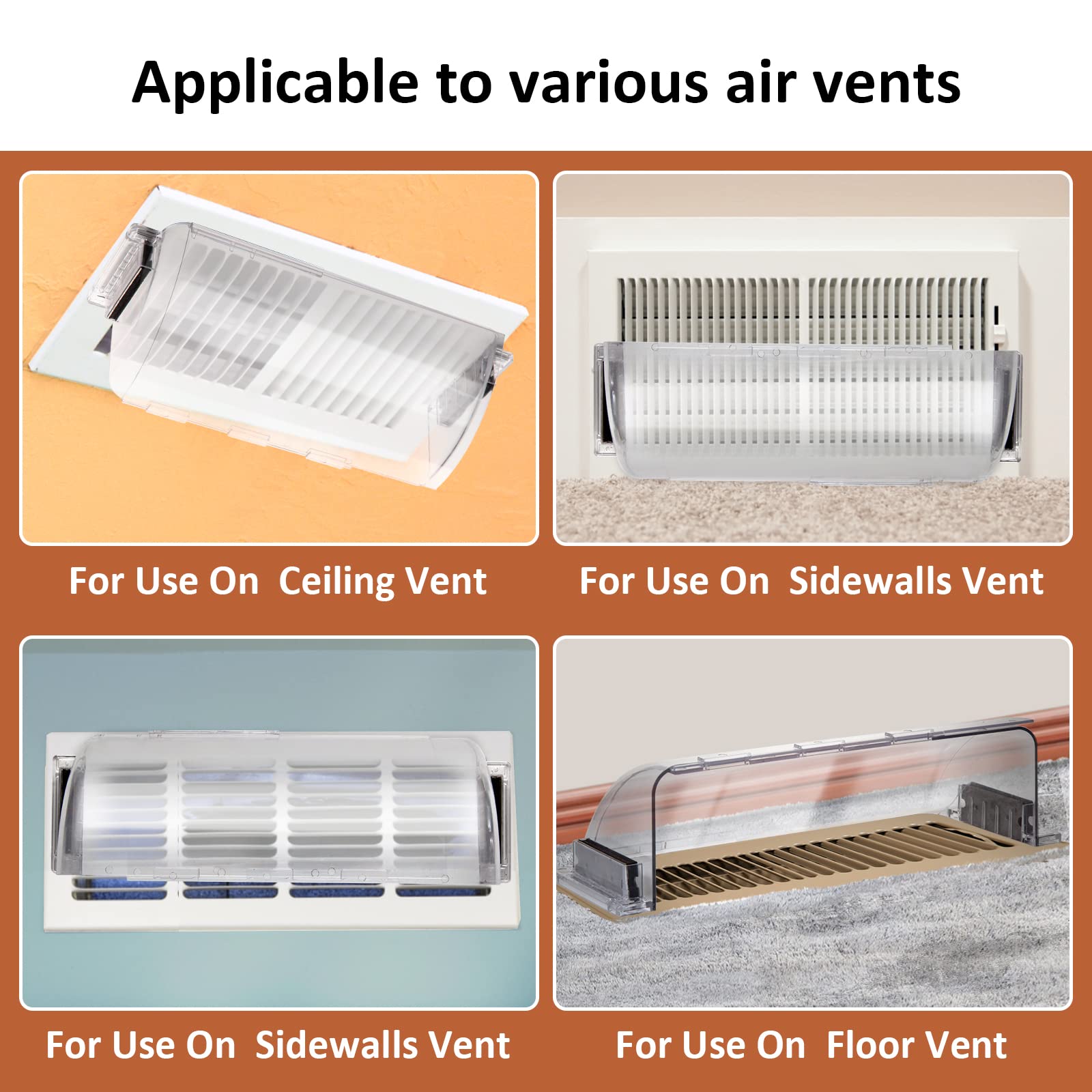 2 Pack Air & Heat Deflector for Vents, Sidewalls and Ceiling Registers, Adjustable from 8.5" to 15"