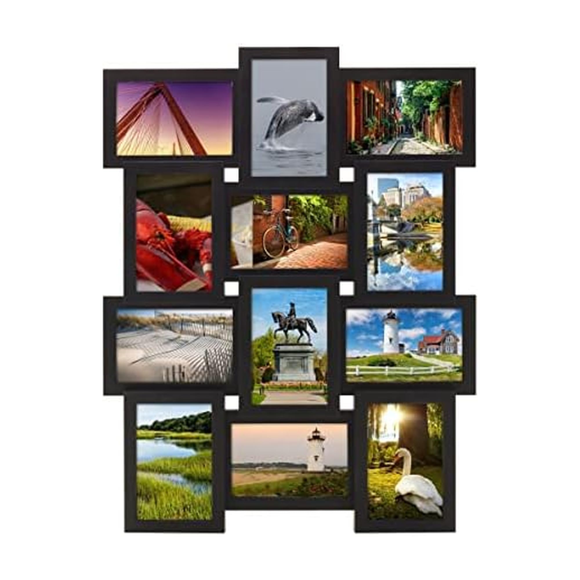 Melannco Collage-Rahmen mit 12 Öffnungen, zeigt vier 4x6 Zoll und sechs 6x4 Zoll Fotos, Schwarz