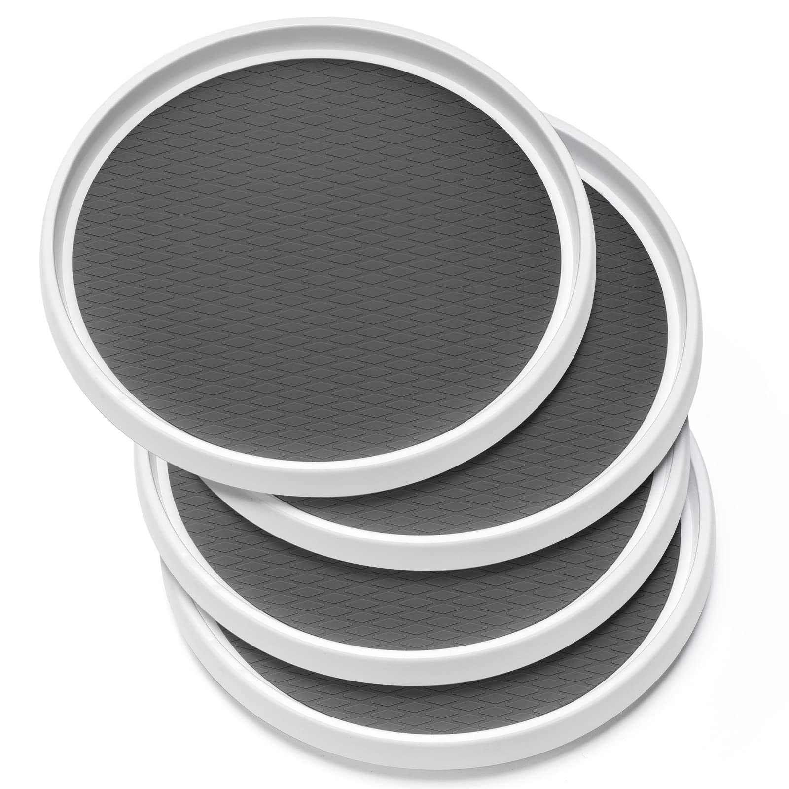 Set aus 4 rutschfesten Lazy Susan Organizern, 25 cm – Drehteller für Schrank, Speisekammer, Küche, Kühlschrank, Badezimmer, Waschtisch, unter der Spüle, Gewürzregal