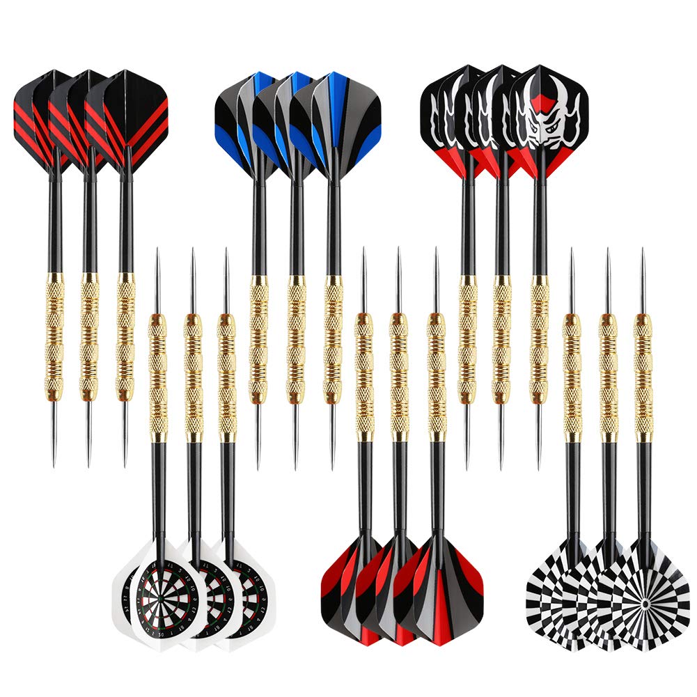 Accmor Metal-Spitzen-Darts, Steeldarts, professionelle Metall-Darts, Darts-Metall-Spitzen-Set, Metall-Darts für Dartscheiben, 18 Stück