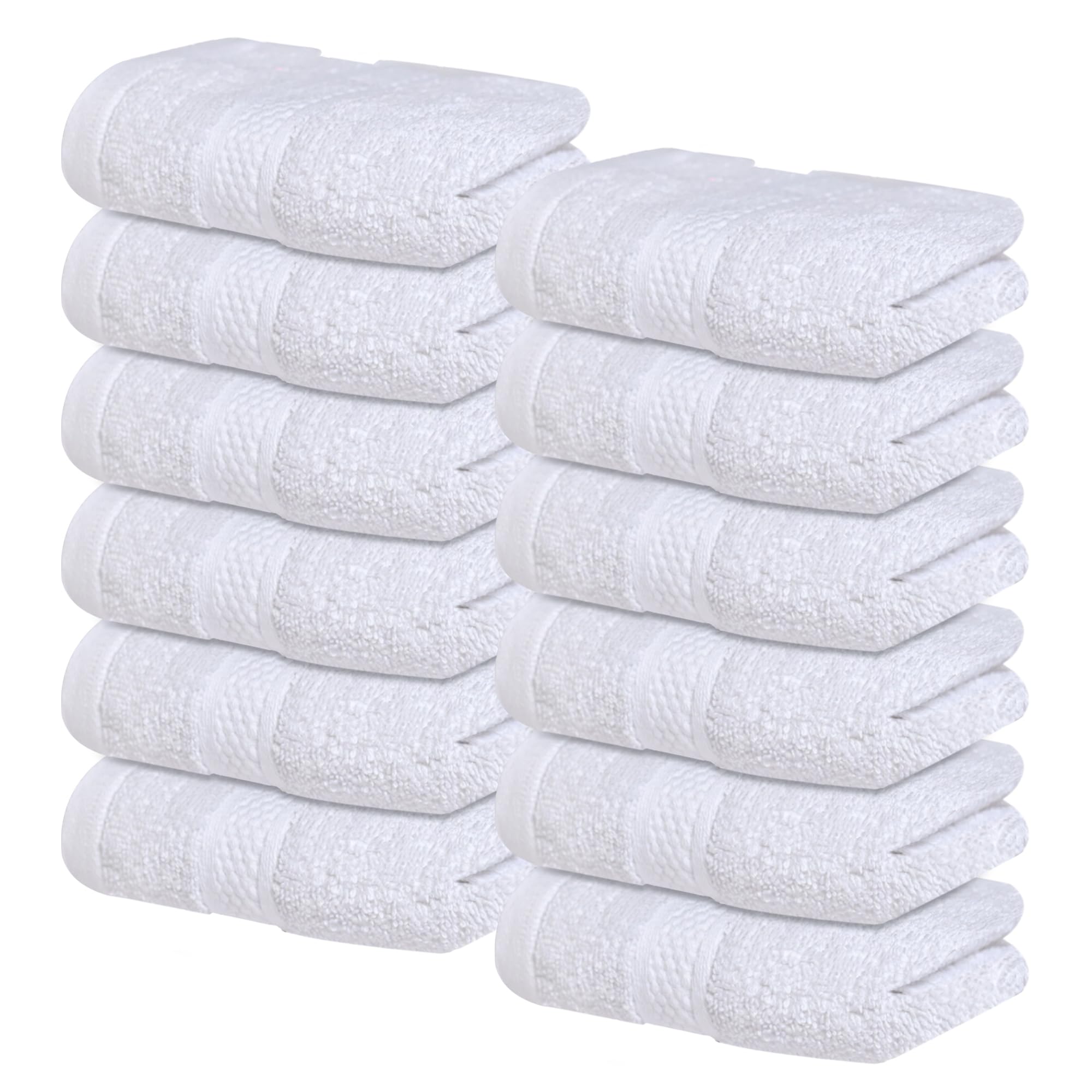 Infinitee Xclusives Luxury Wash Cloths for Showering [13x13] - 100% Cotton Washcloths [Pack of 12], Soft and Absorbent Face Towels for Bathroom Wash Clothes, Gym, and Spa (Brilliant White)