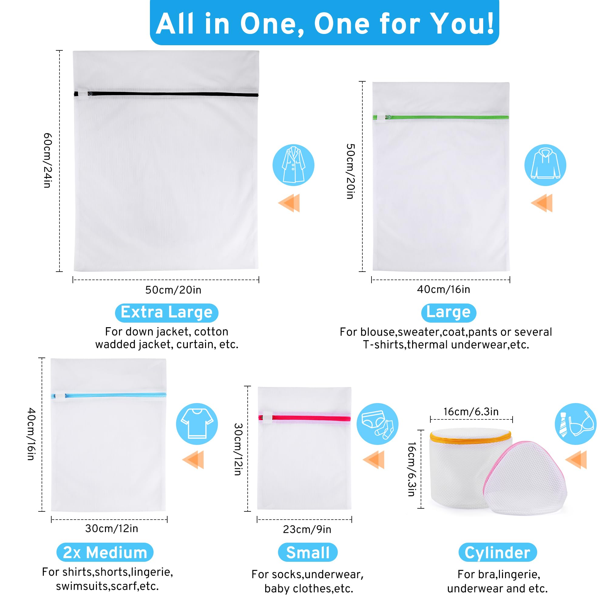 Ultimate 7 Pack 6 Size Mesh Laundry Bags Set for Delicates with AUTO-Lock Zipper, Lingerie Bags for Washing Delicates, Laundry Bags Mesh Wash Bags, Delicates Laundry Bag for Jeans,Blouse,Stocking,Bra