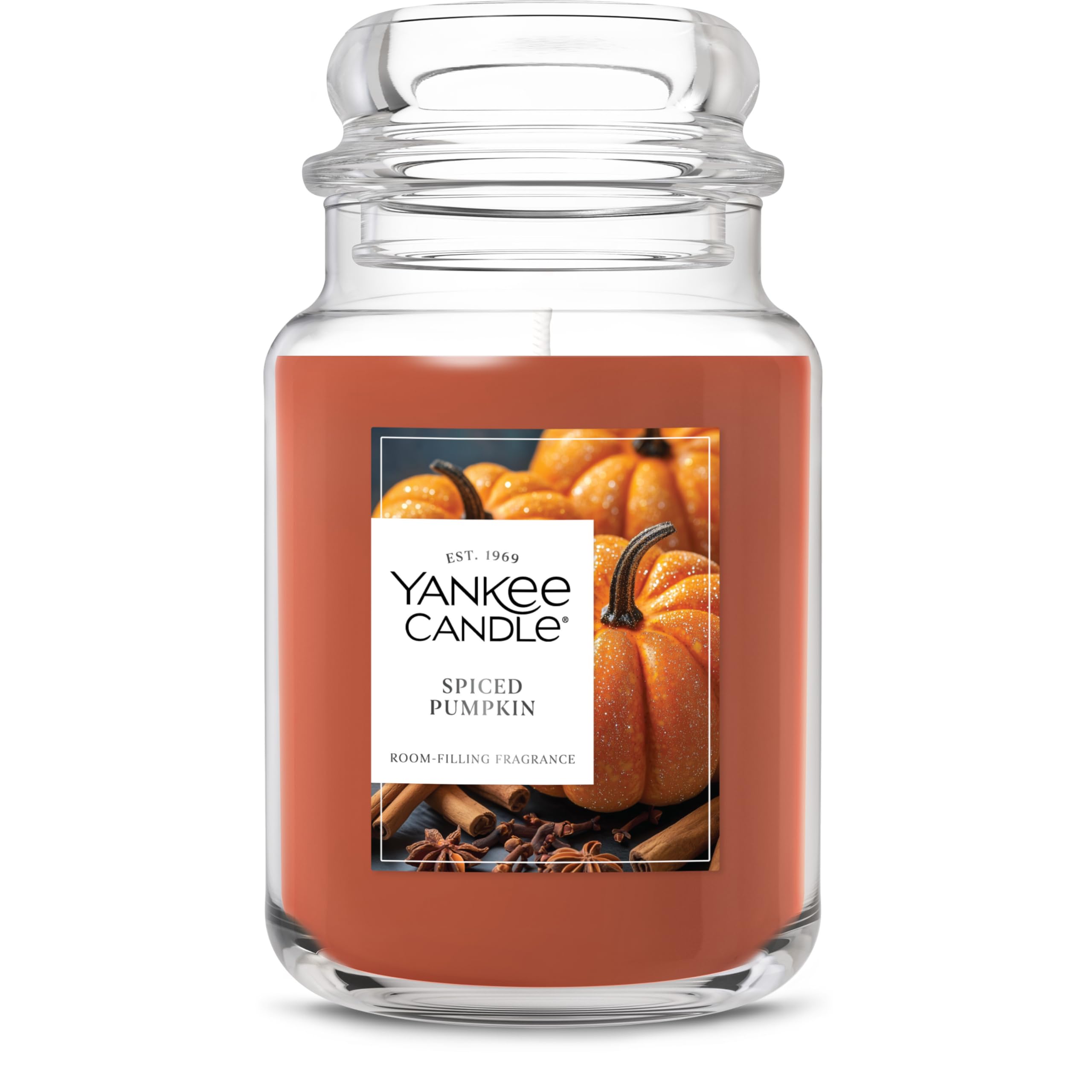 Yankee Candle Große Kerze im Glas mit bis zu 150 Stunden Brenndauer, hochwertige Pflanzenwachsmischung für gleichmäßiges Abbrennen, 623 g Kerze im Glas mit raumfüllendem Duft, Spiced Pumpkin