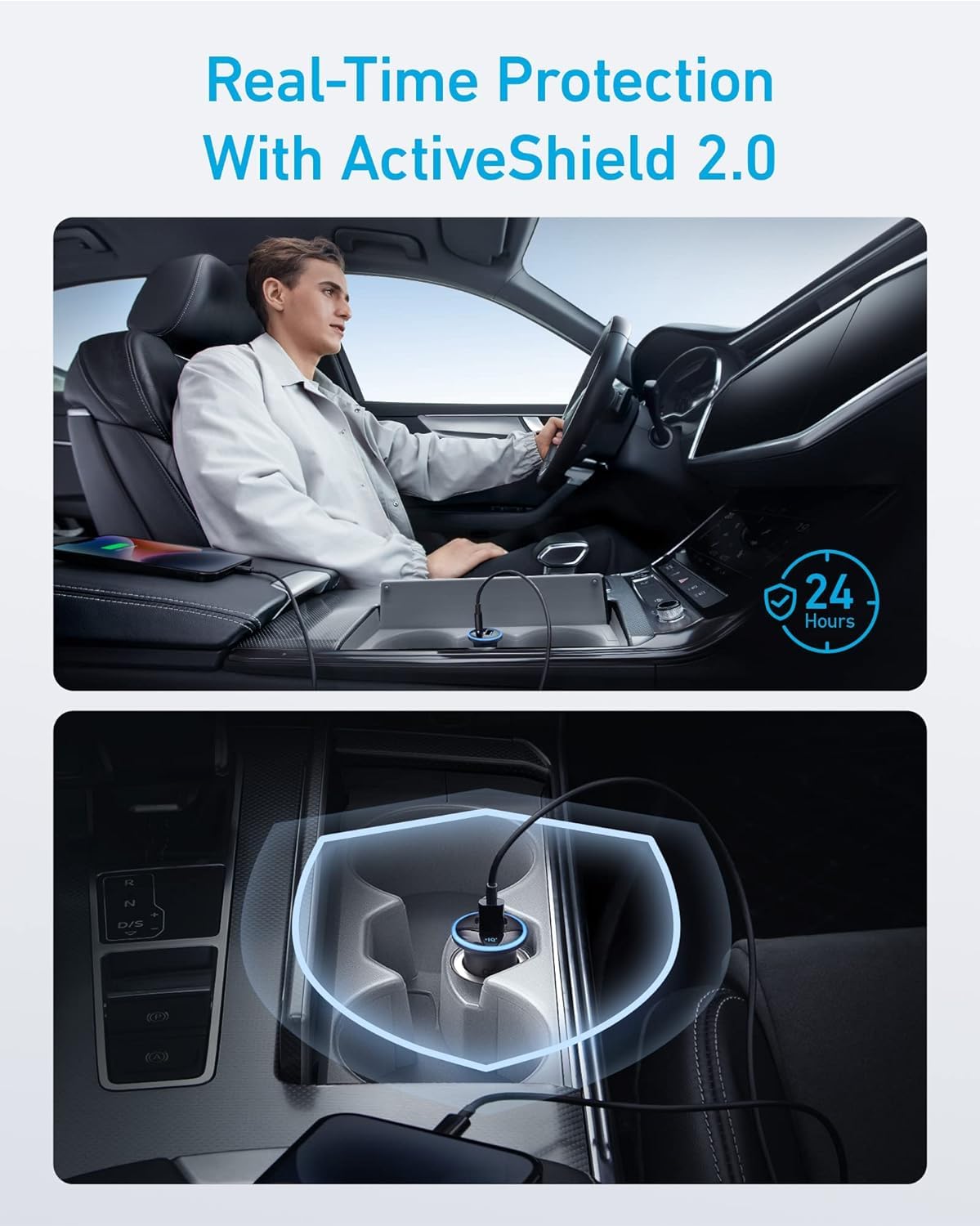 Anker 323 USB-C Car Charger Adapter, 52.5W Cigarette Lighter Charger with 30W PowerIQ 3.0 Fast Charging for iPhone 15/15 Pro Max, 14/13/12 Series, Galaxy S23/22, Pixel