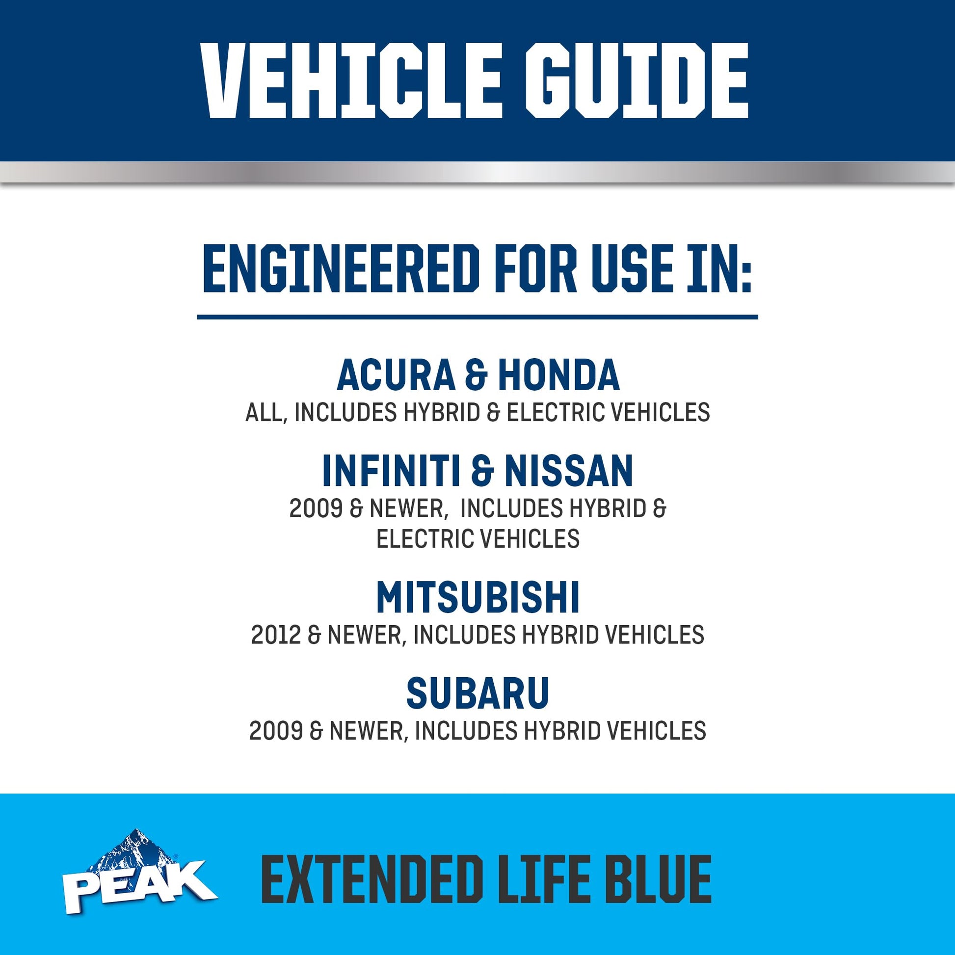 PEAK OET Extended Life Blue 50/50 Prediluted Antifreeze/Coolant for Asian Vehicles, 1 Gal.