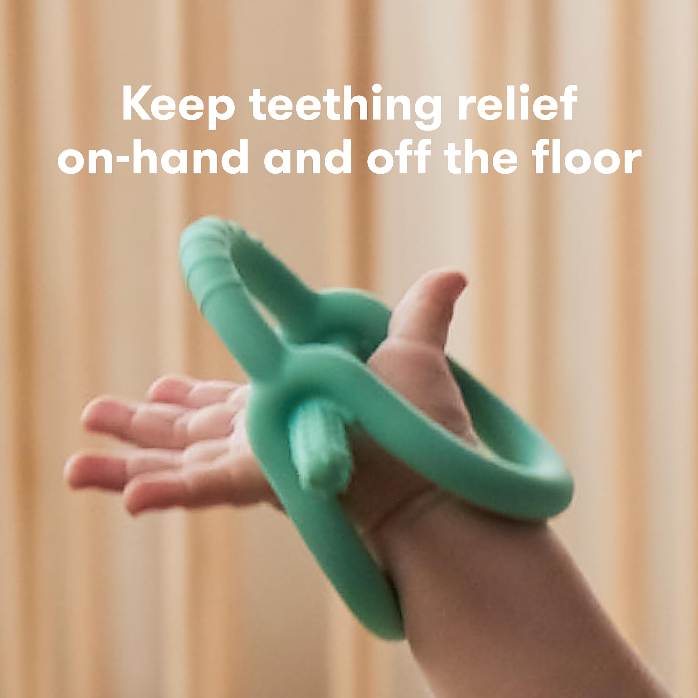 Frida Baby Get-A-Grip BabyTeether for Teething Relief | 100% Food-Grade Silicone Teething Toys for Baby 0-6, 12, 18 Months Infant, BPA-Free, PVC-Free | Teal