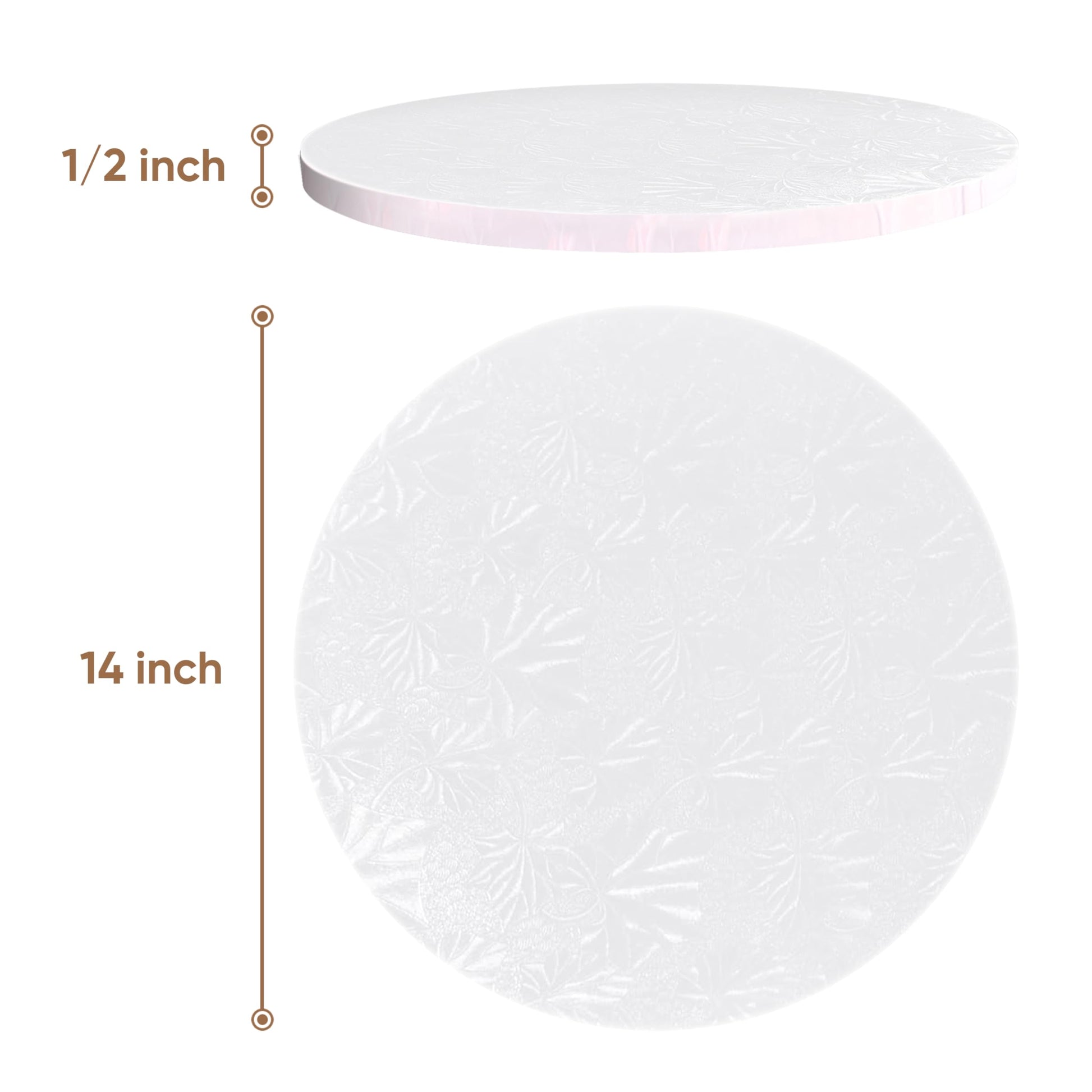 Cakebon Cake Boards - Sturdy 1/2 Thick Drums - 14 Inch Professional Smooth Straight Edges White 1-Pack