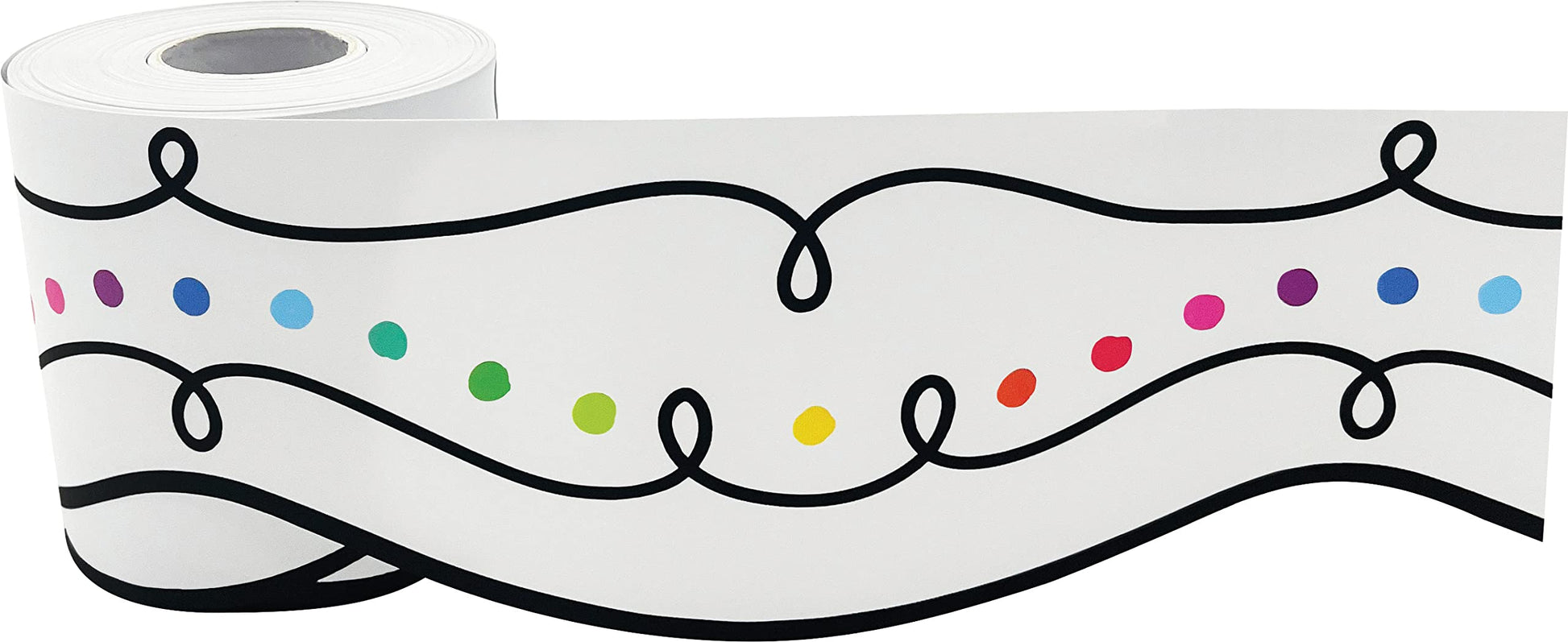 Teacher Created Resources Squiggles and Colorful Dots Die-Cut Rolled Border Trim (TCR8915)