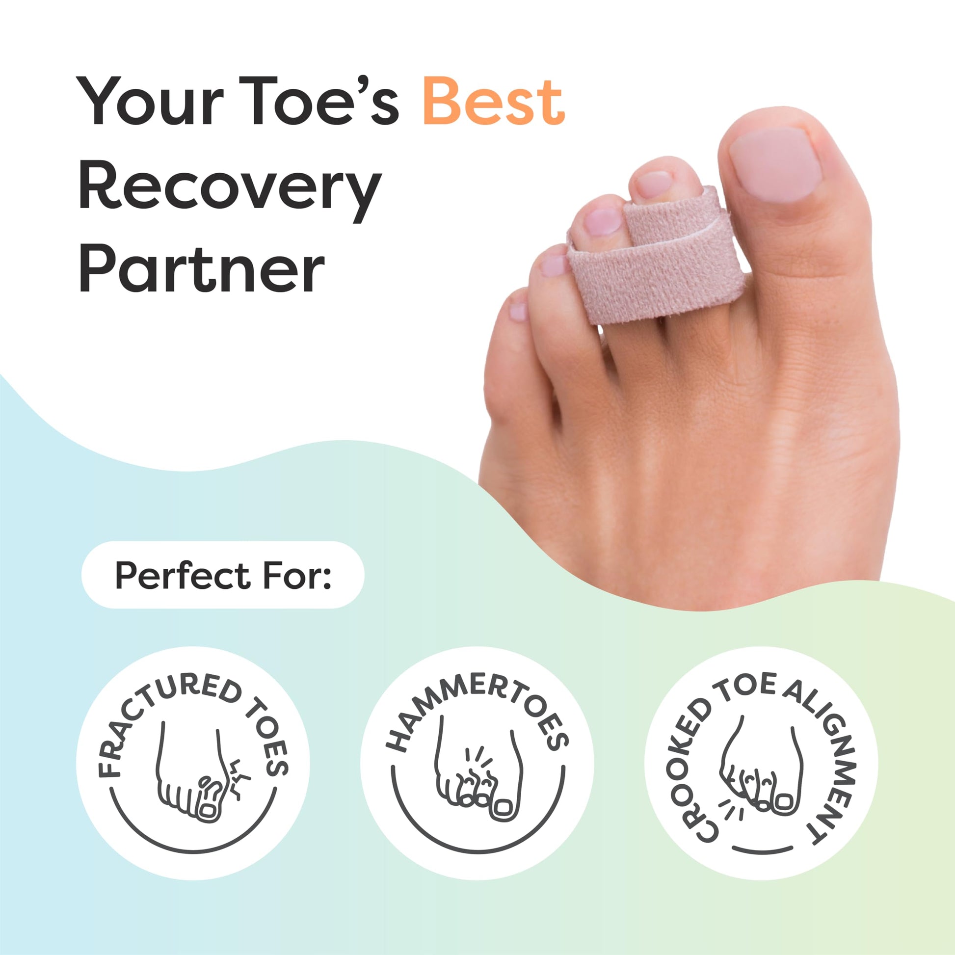 ZenToes Hammer Toe Corrector for Women & Men - Reusable Fabric Buddy Wraps for Broken Toes - Cushioned Toe Splint for Protection & Recovery & Hammertoe Straightener - 4 Count (OSFM, Beige)