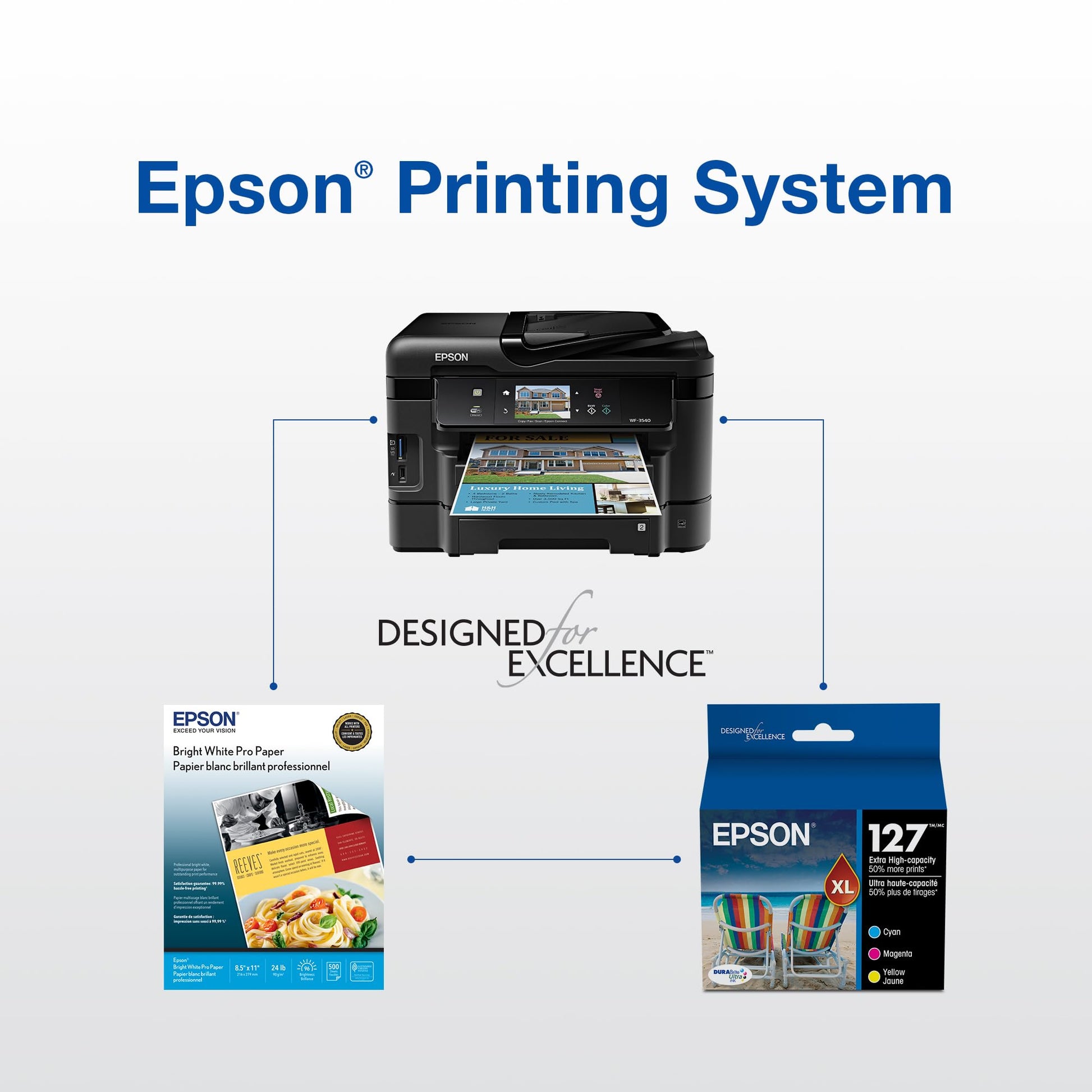 EPSON 127 DURABrite Ultra Ink Black Cartridge For NX-530, NX-625, WF-3520, WF-3530, WF-3540, WF-545, WF-60, WF-630, WF-633, WF-635, WF-645, WF-7010, WF-7510, WF-7520, WF-840, WF-845,Water Resistant