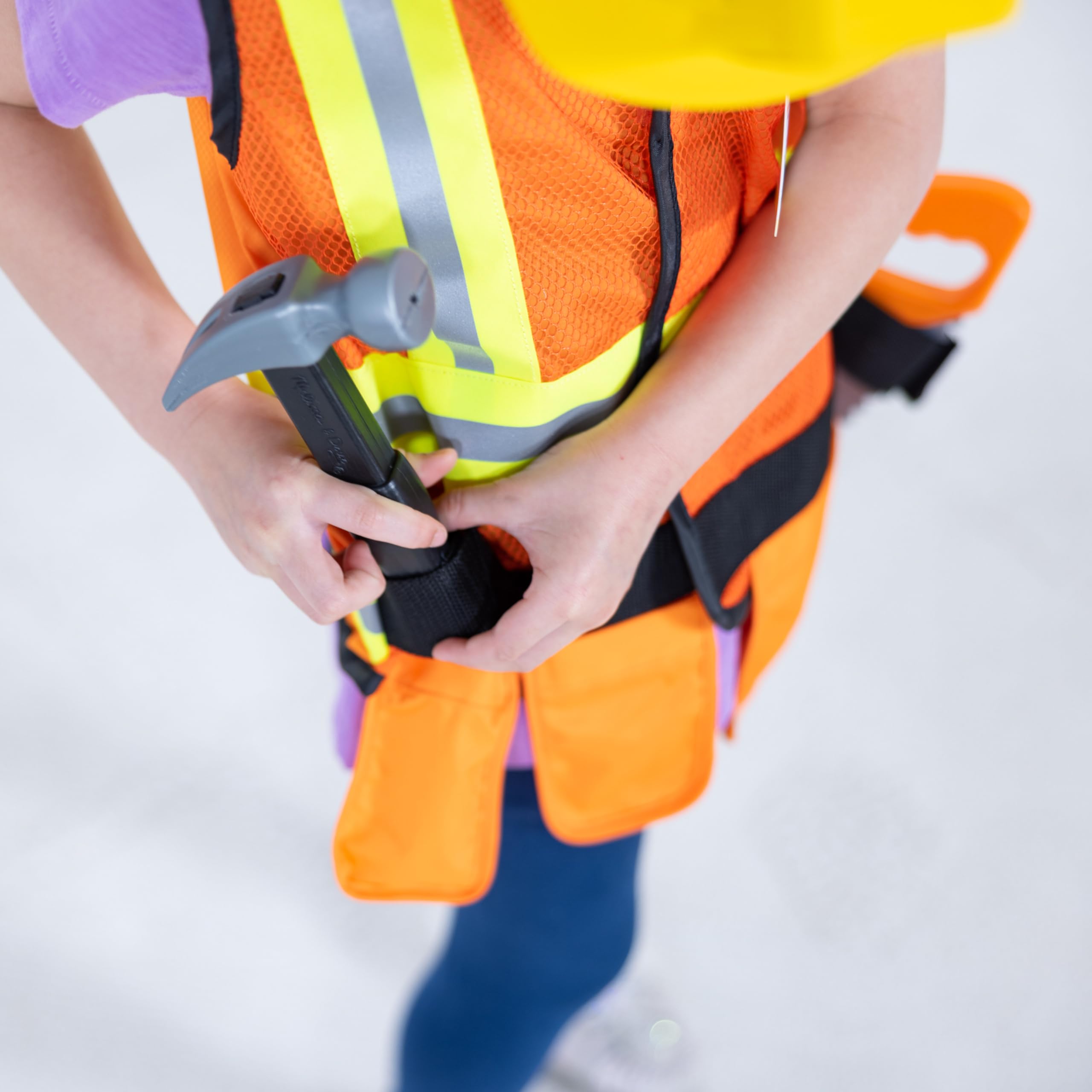 Melissa & Doug Construction Worker Costume Dress-Up Set for Kids (6-Piece) – Pretend Play Outfit with Tools & Safety Vest – Role Play Toys for Boys & Girls Ages 3+