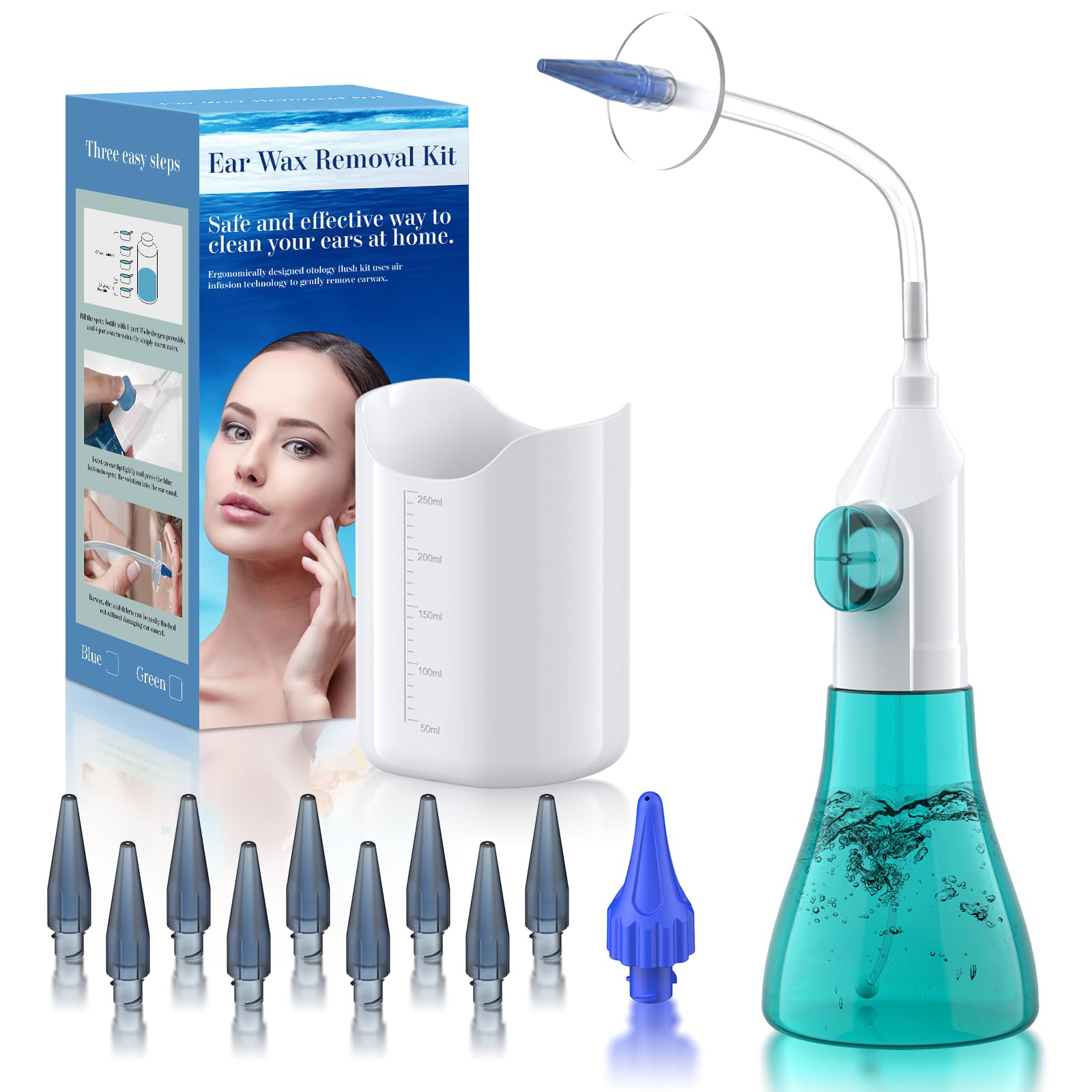 Ear Wax Removal, Ear Cleaner, Ear Cleaning Kit, Manual Ear Irrigation Flushing System, Ear Wax Removal Kit, Safe and Effective to Clean Ear Built Up Wax