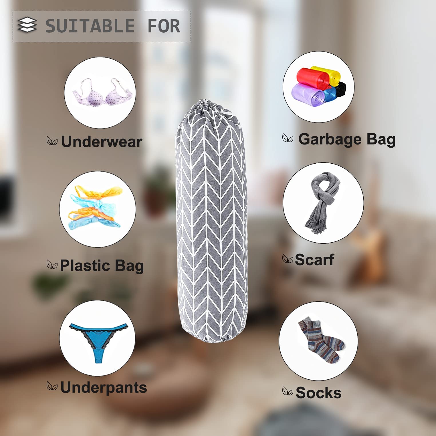 Wall Mount Plastic Grocery Bag Organizer/Holder,Washable Shopping Bags Carrier,Storage Dispenser ​for Home Kitchen Travelling, Free Adjustment with Drawstring, Large, Gray, 22x9"